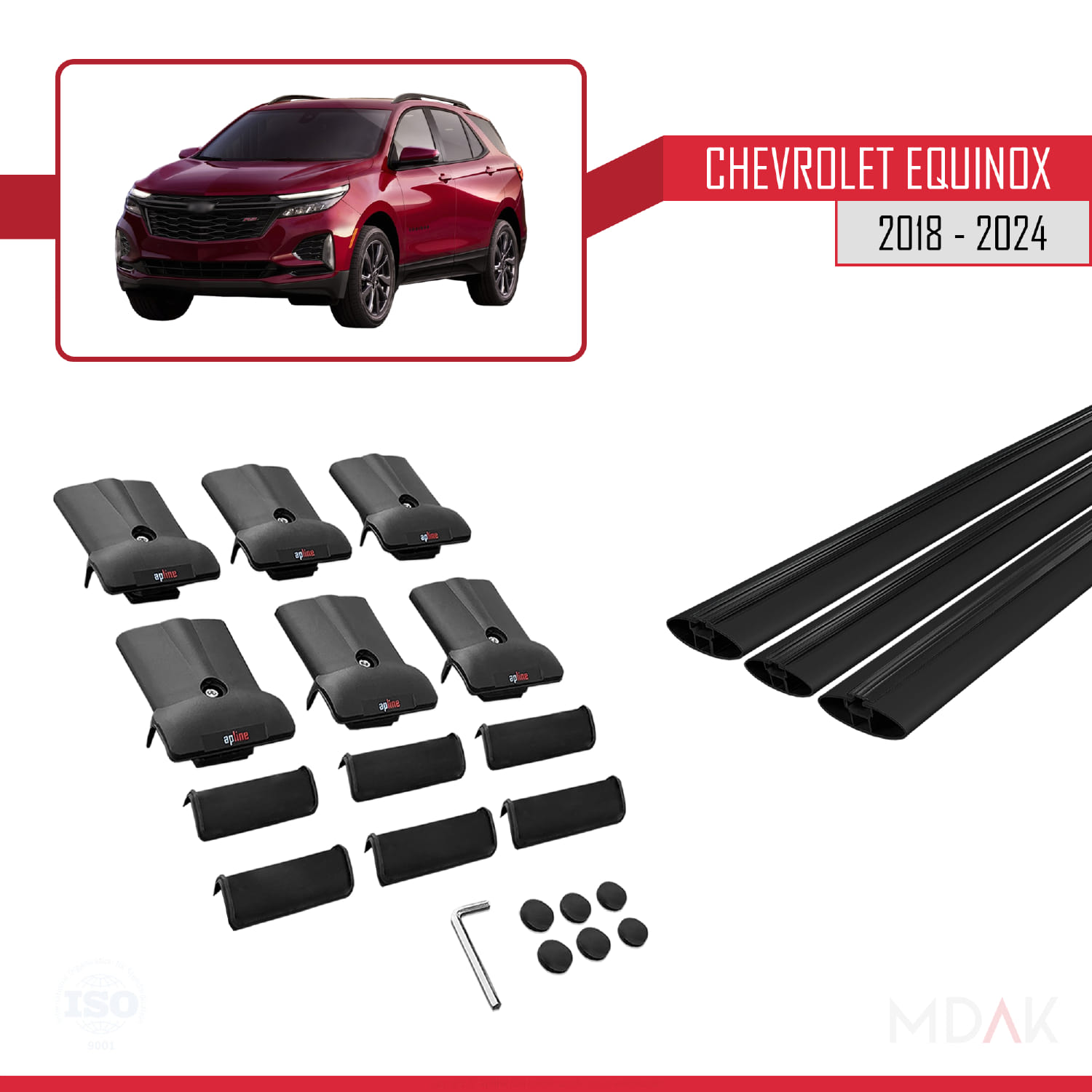 Chevrolet Equinox 2018-2024 Arası ile Uyumlu FLY Model Ara Atkı Tavan Barı Siyah 3 Adet - Görsel 5
