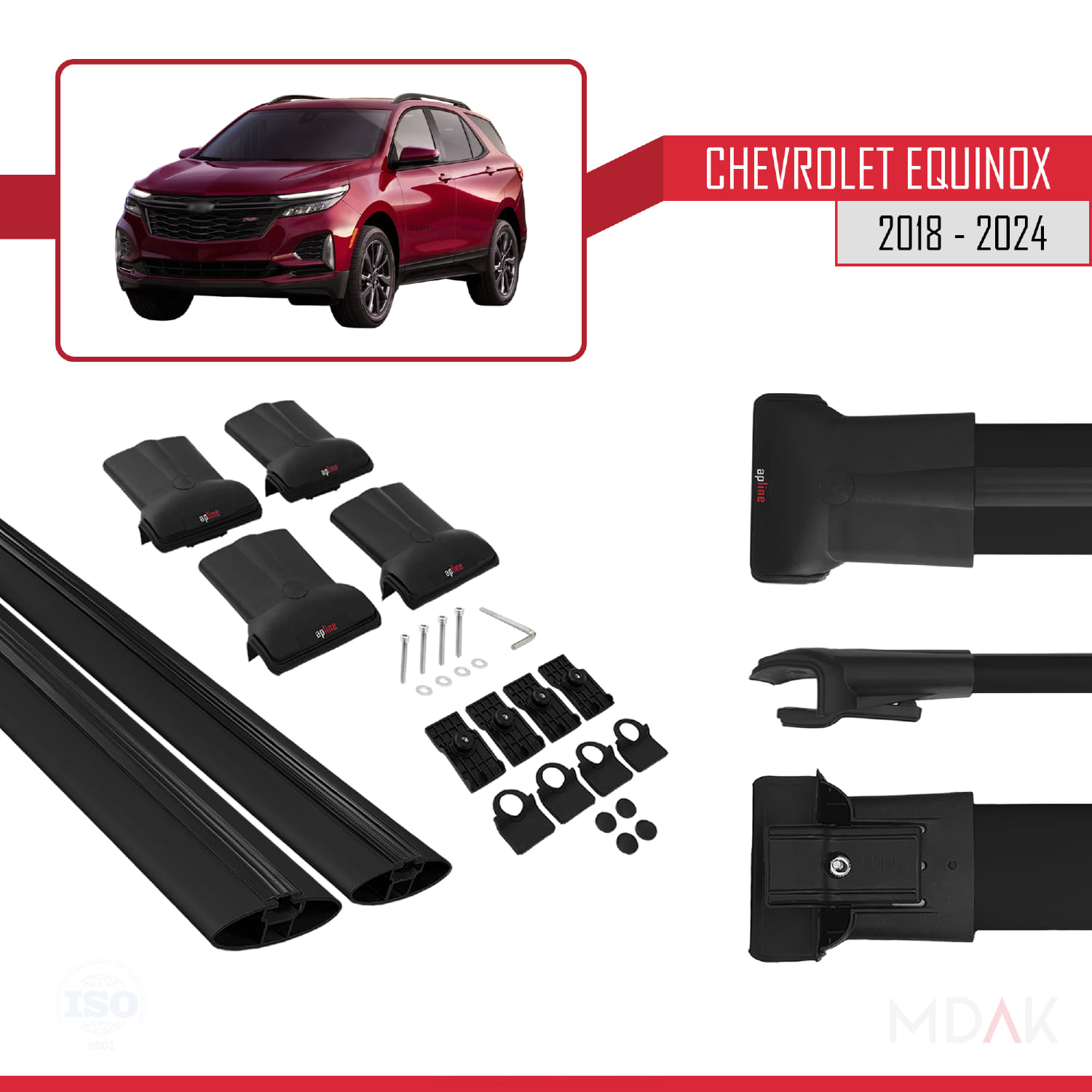 Chevrolet Equinox 2018-2024 Arası ile Uyumlu FLY Model Ara Atkı Tavan Barı Siyah 2 Adet - Görsel 5