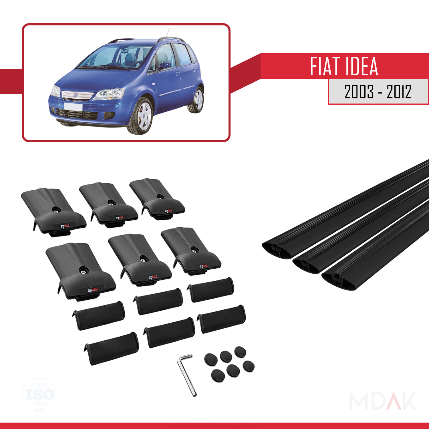 Fiat Idea 2003-2012 Arası ile Uyumlu FLY Model Ara Atkı Tavan Barı Siyah 3 Adet - Görsel 5