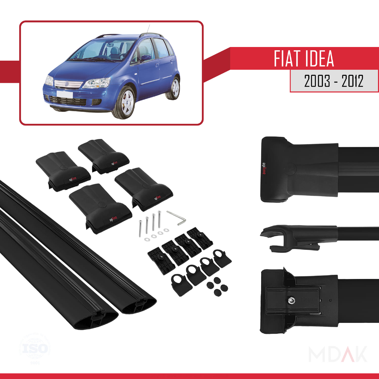 Fiat Idea 2003-2012 Arası ile Uyumlu FLY Model Ara Atkı Tavan Barı Siyah 2 Adet - Görsel 5