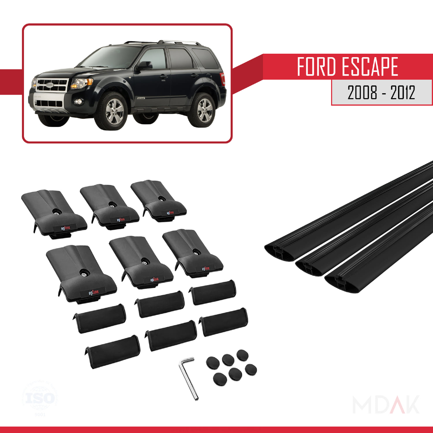 Ford Escape 2008-2012 Arası ile Uyumlu FLY Model Ara Atkı Tavan Barı Siyah 3 Adet - Görsel 5
