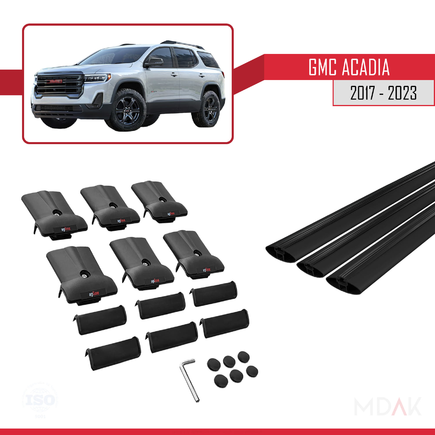 GMC Acadia 2017-2023 Arası ile Uyumlu FLY Model Ara Atkı Tavan Barı Siyah 3 Adet - Görsel 5