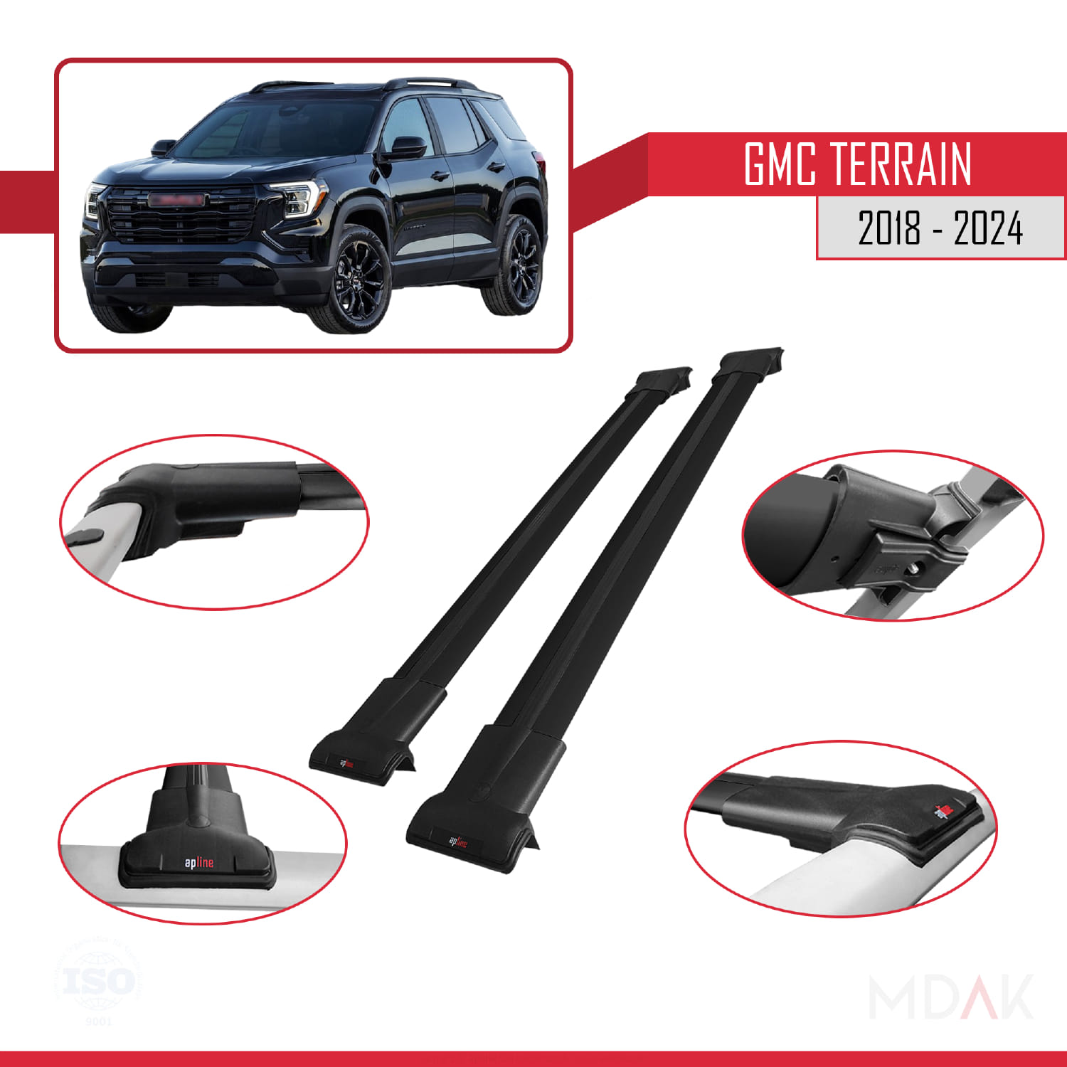 GMC Terrain 2018-2024 Arası ile Uyumlu FLY Model Ara Atkı Tavan Barı Siyah 2 Adet - Görsel 3