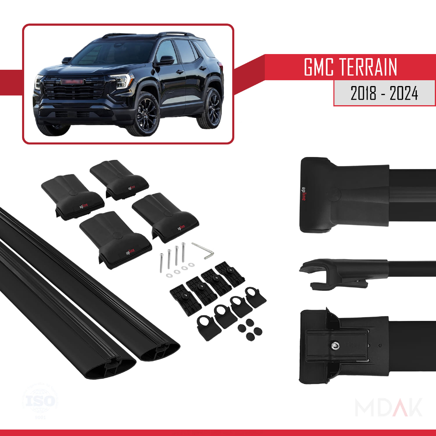 GMC Terrain 2018-2024 Arası ile Uyumlu FLY Model Ara Atkı Tavan Barı Siyah 2 Adet - Görsel 5