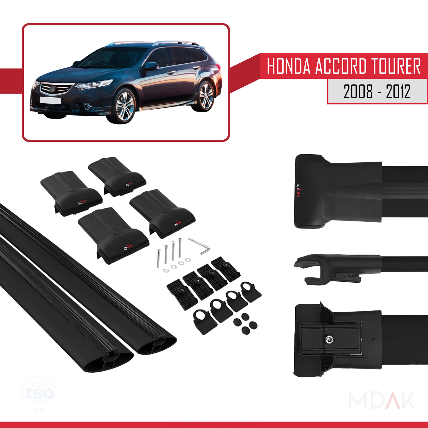 Honda Accord Tourer 2008-2012 Arası ile Uyumlu FLY Model Ara Atkı Tavan Barı Siyah 2 Adet - Görsel 5