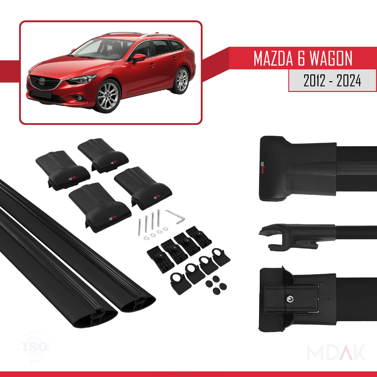 Mazda 6 Wagon 2012-2024 Arası ile Uyumlu FLY Model Ara Atkı Tavan Barı Siyah 2 Adet - Görsel 5