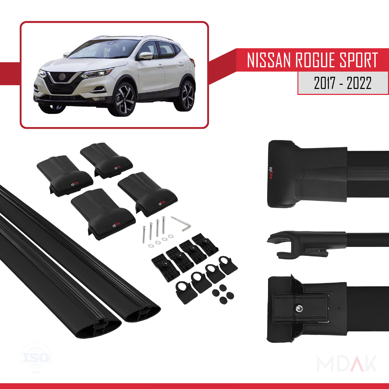 Nissan Rogue Sport 2017-2022 Arası ile Uyumlu FLY Model Ara Atkı Tavan Barı Siyah 2 Adet - Görsel 5