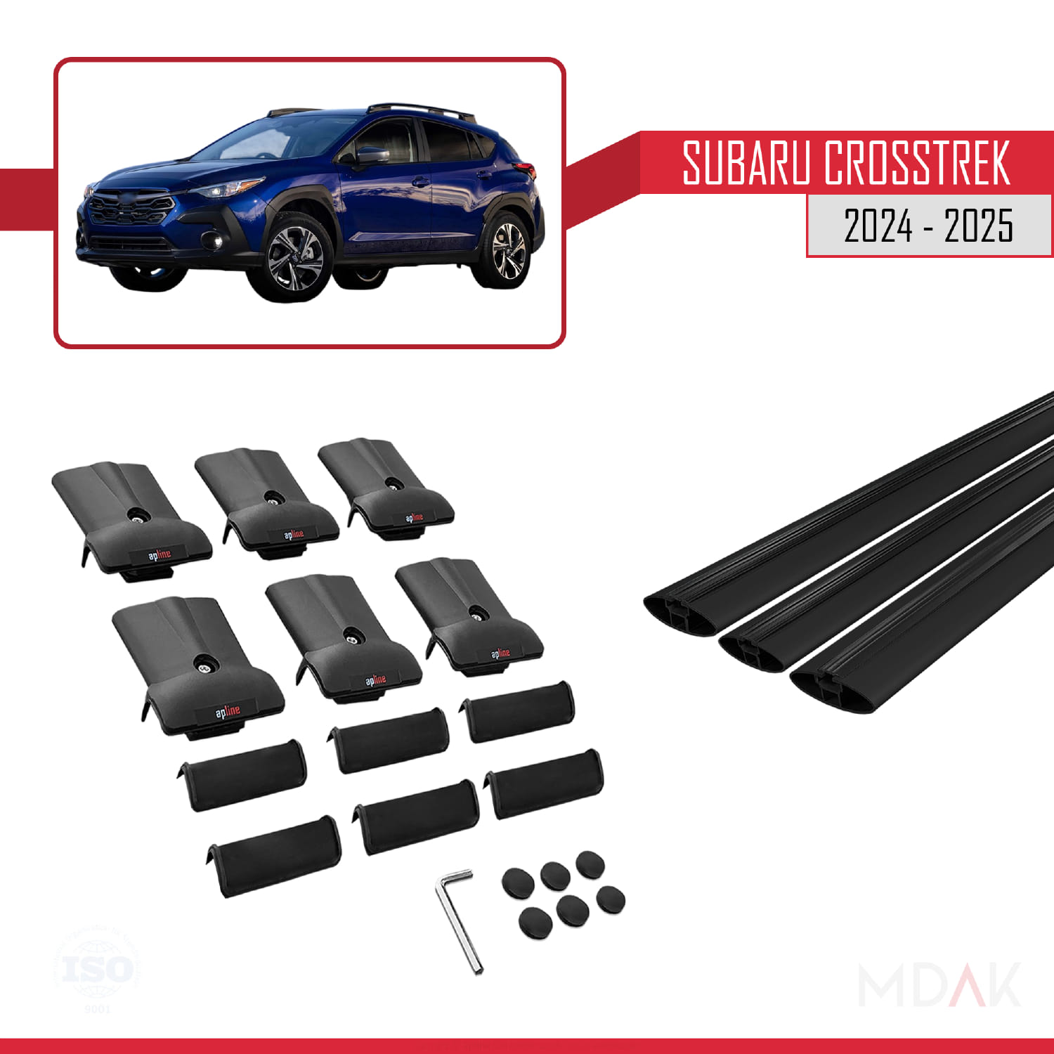 Subaru Crosstrek 2024 ve Sonrası ile Uyumlu FLY Model Ara Atkı Tavan Barı Siyah 3 Adet - Görsel 5