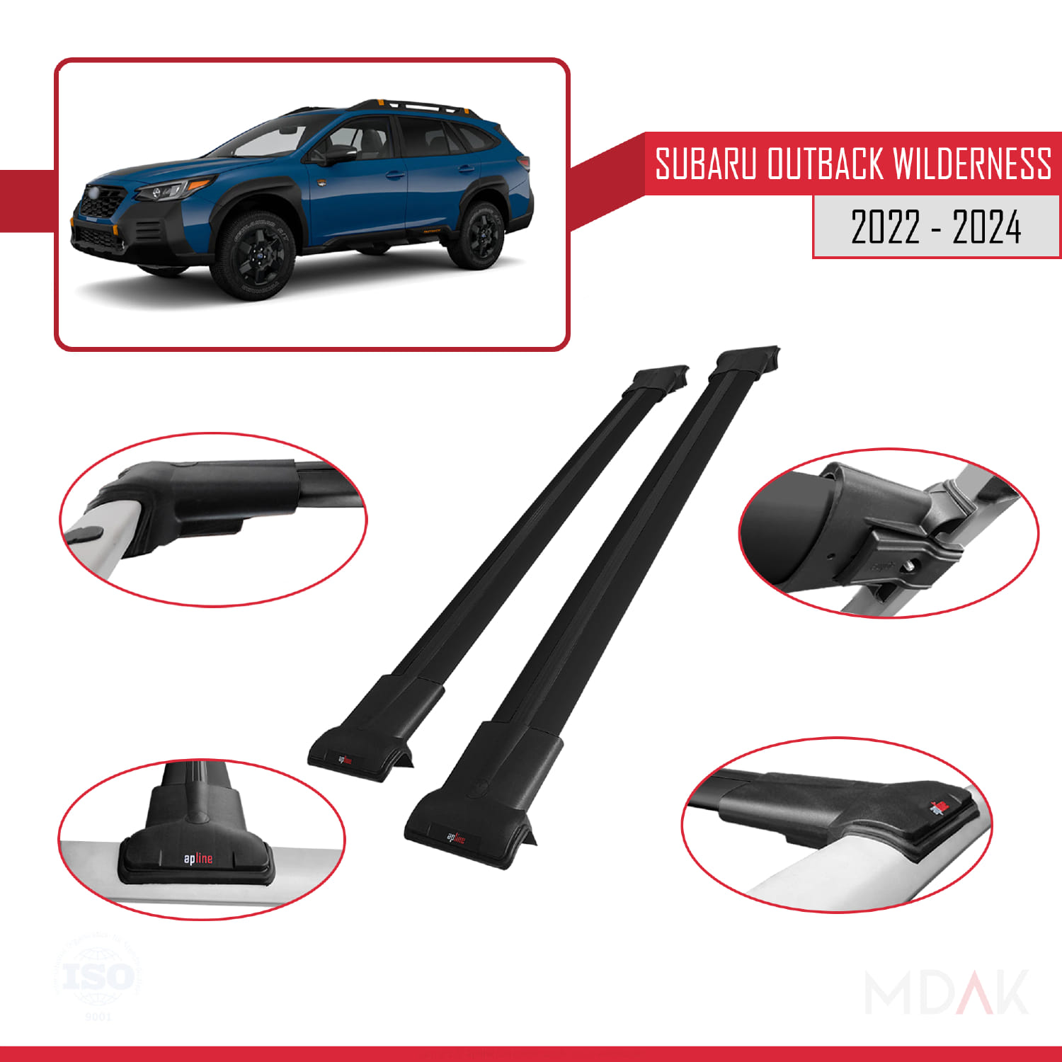 Subaru Outback Wilderness 2022-2024 Arası ile Uyumlu FLY Model Ara Atkı Tavan Barı Siyah 2 Adet - Görsel 3