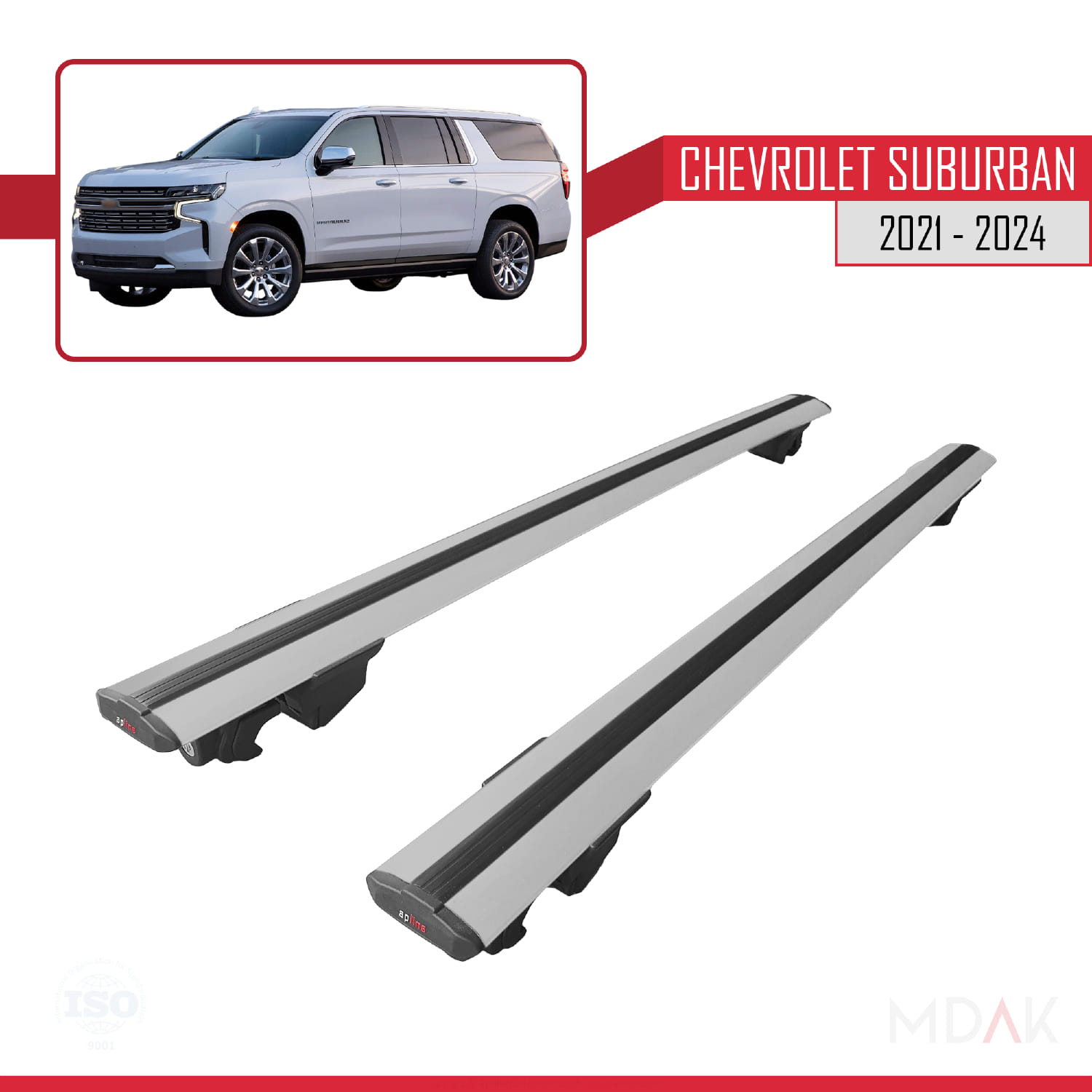 Chevrolet Suburban 2021-2024 Arası ile Uyumlu HOOK Model Ara Atkı Tavan Barı Gri 2 Adet - Görsel 9