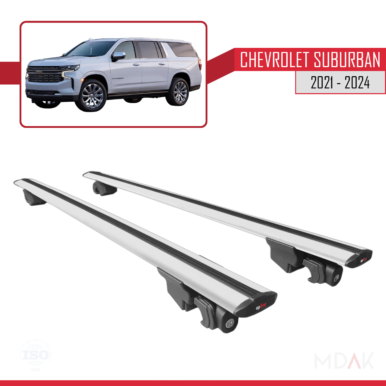 Chevrolet Suburban 2021-2024 Arası ile Uyumlu HOOK Model Ara Atkı Tavan Barı Gri 2 Adet - Görsel 4