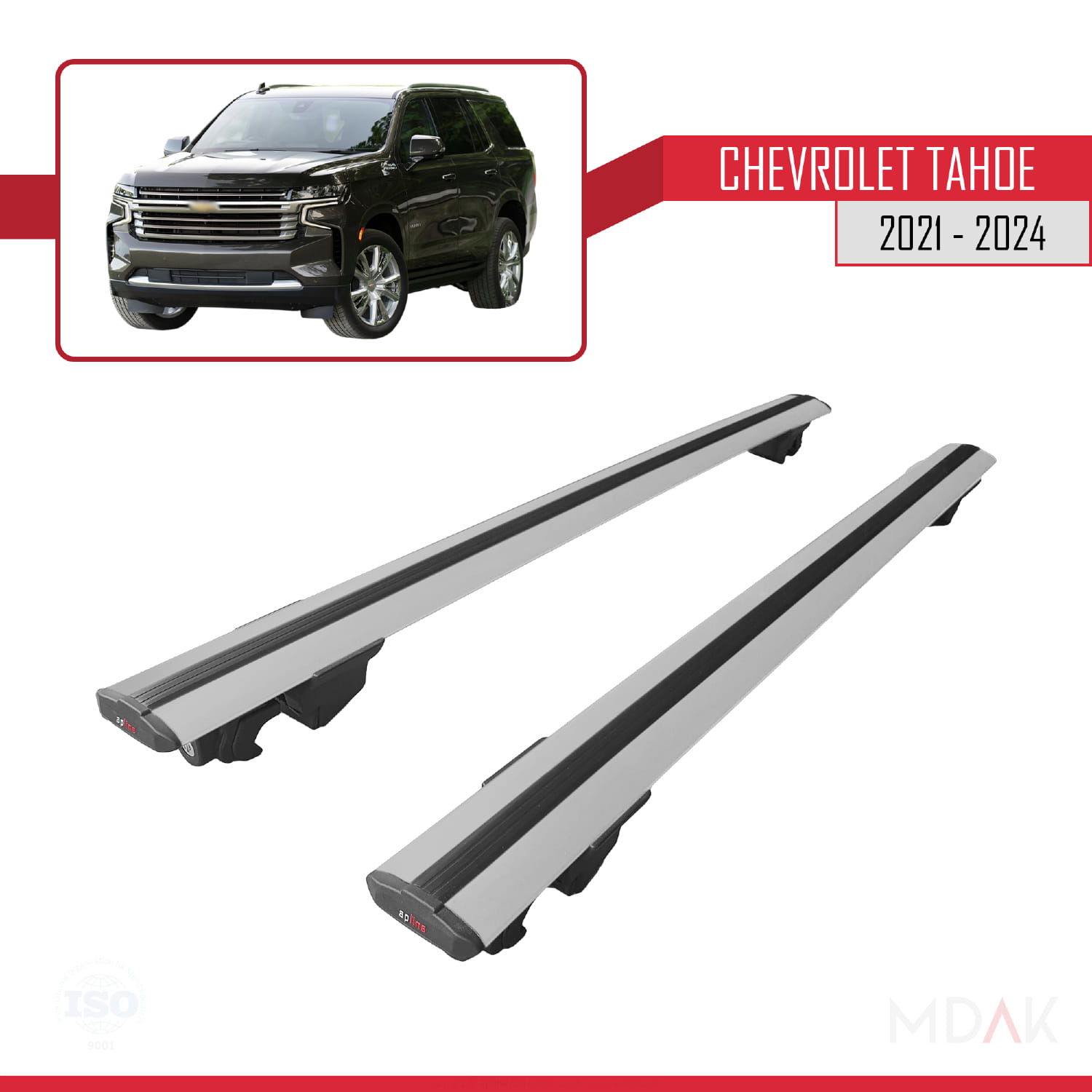 Chevrolet Tahoe 2021-2024 Arası ile Uyumlu HOOK Model Ara Atkı Tavan Barı Gri 2 Adet - Görsel 9