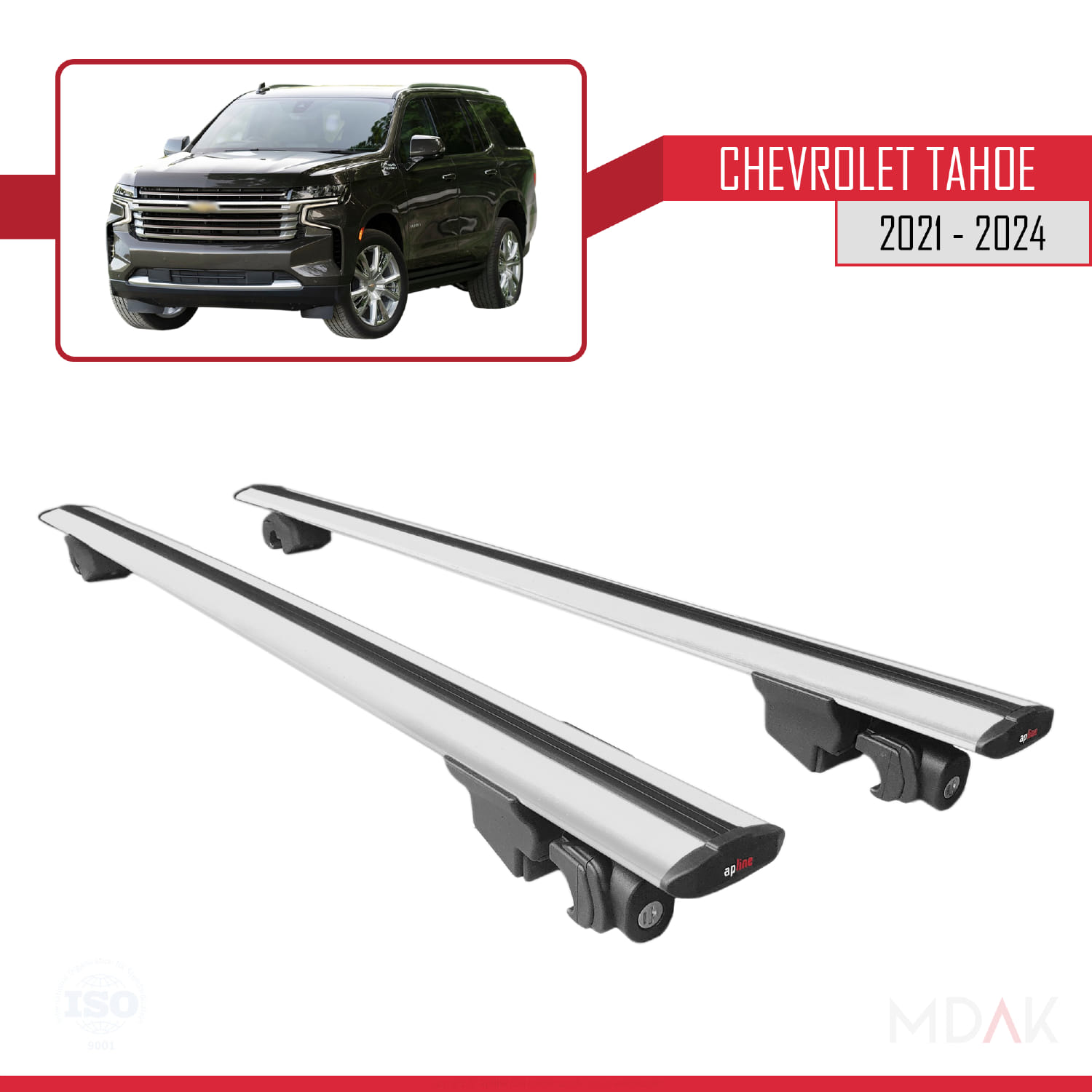 Chevrolet Tahoe 2021-2024 Arası ile Uyumlu HOOK Model Ara Atkı Tavan Barı Gri 2 Adet - Görsel 4