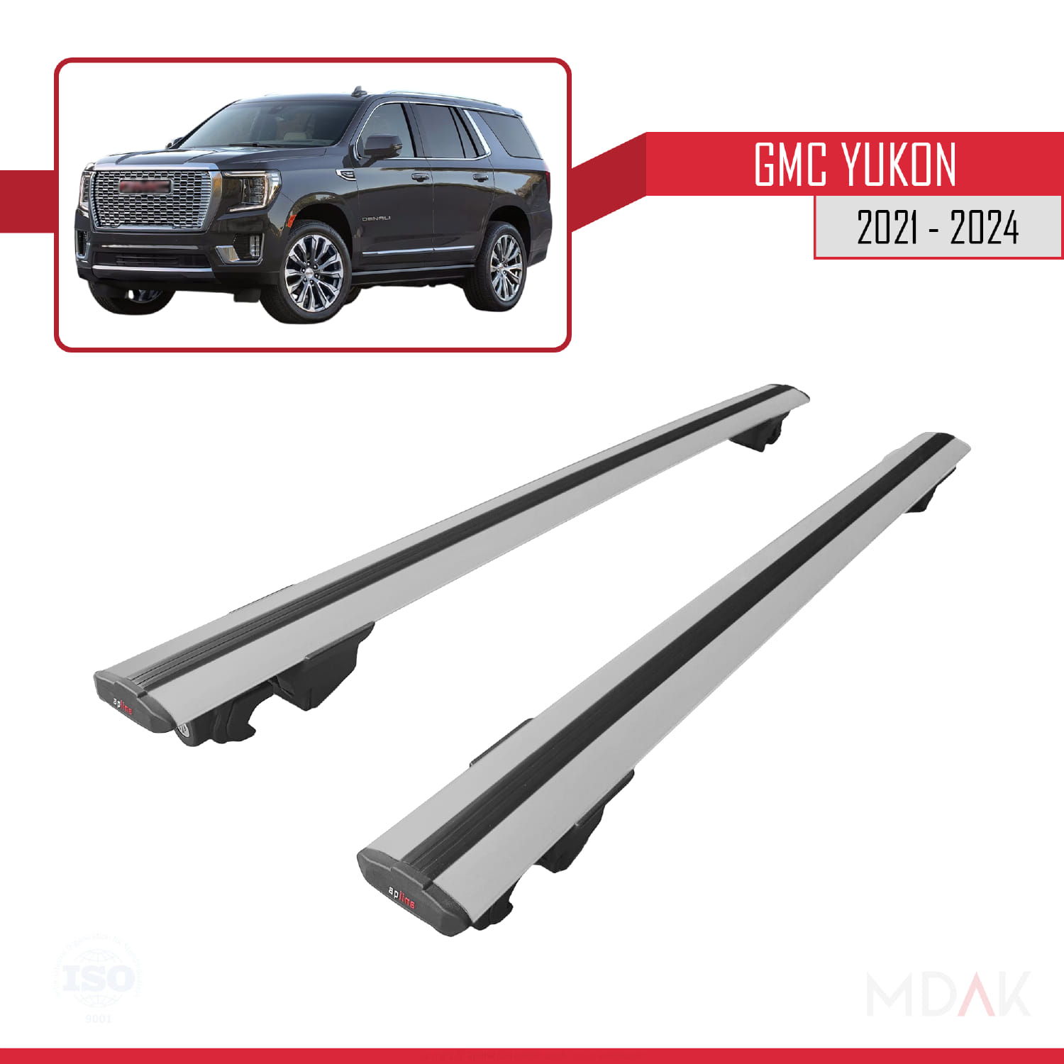 GMC Yukon 2021-2024 Arası ile Uyumlu HOOK Model Ara Atkı Tavan Barı Gri 2 Adet - Görsel 9