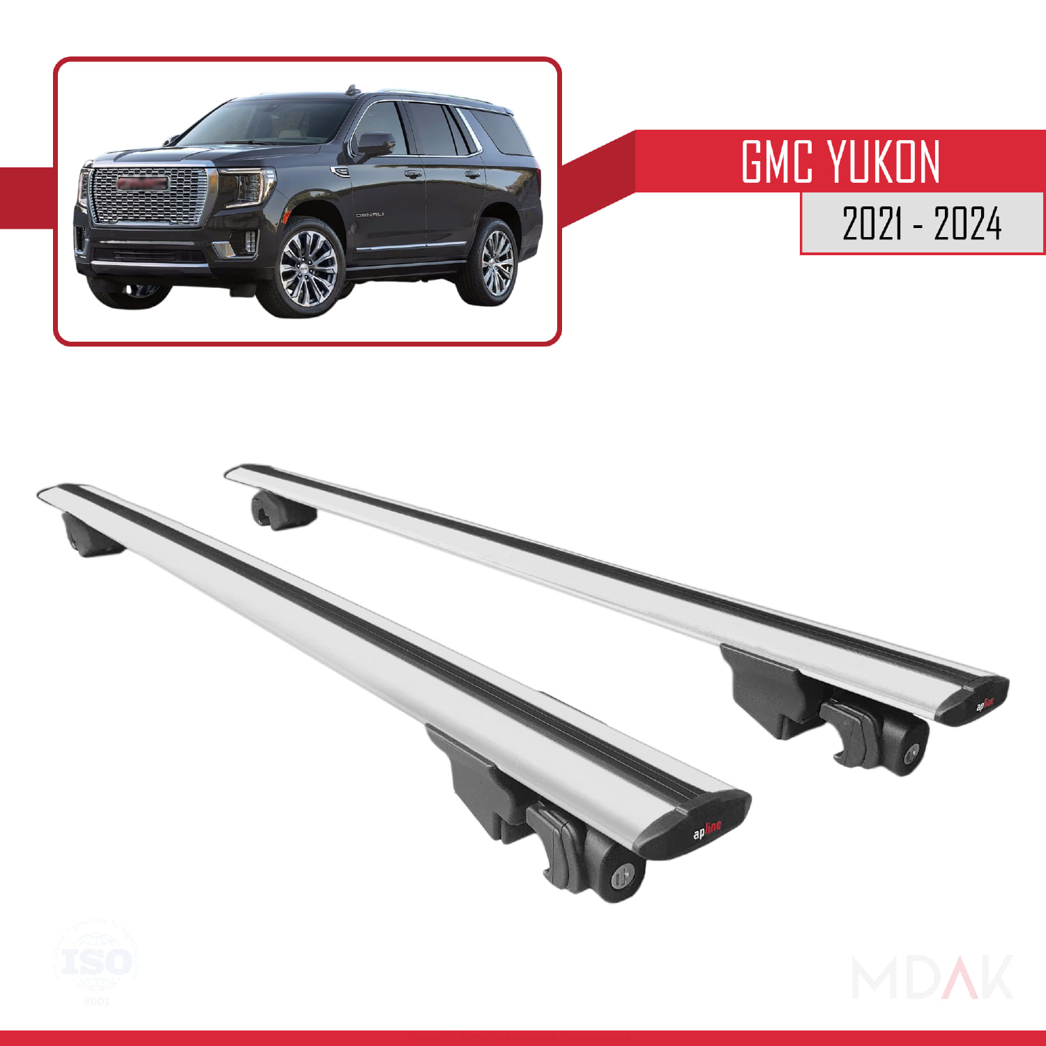 GMC Yukon 2021-2024 Arası ile Uyumlu HOOK Model Ara Atkı Tavan Barı Gri 2 Adet - Görsel 4