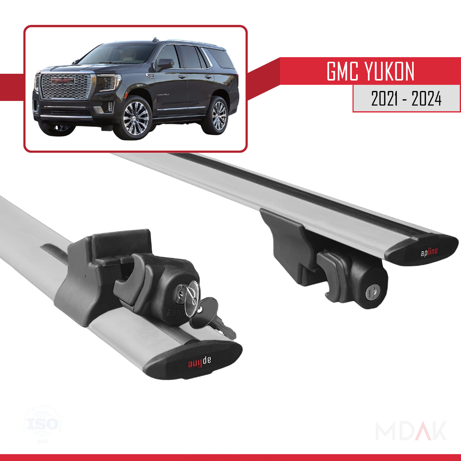 GMC Yukon 2021-2024 Arası ile Uyumlu HOOK Model Ara Atkı Tavan Barı Gri 2 Adet - Görsel 5