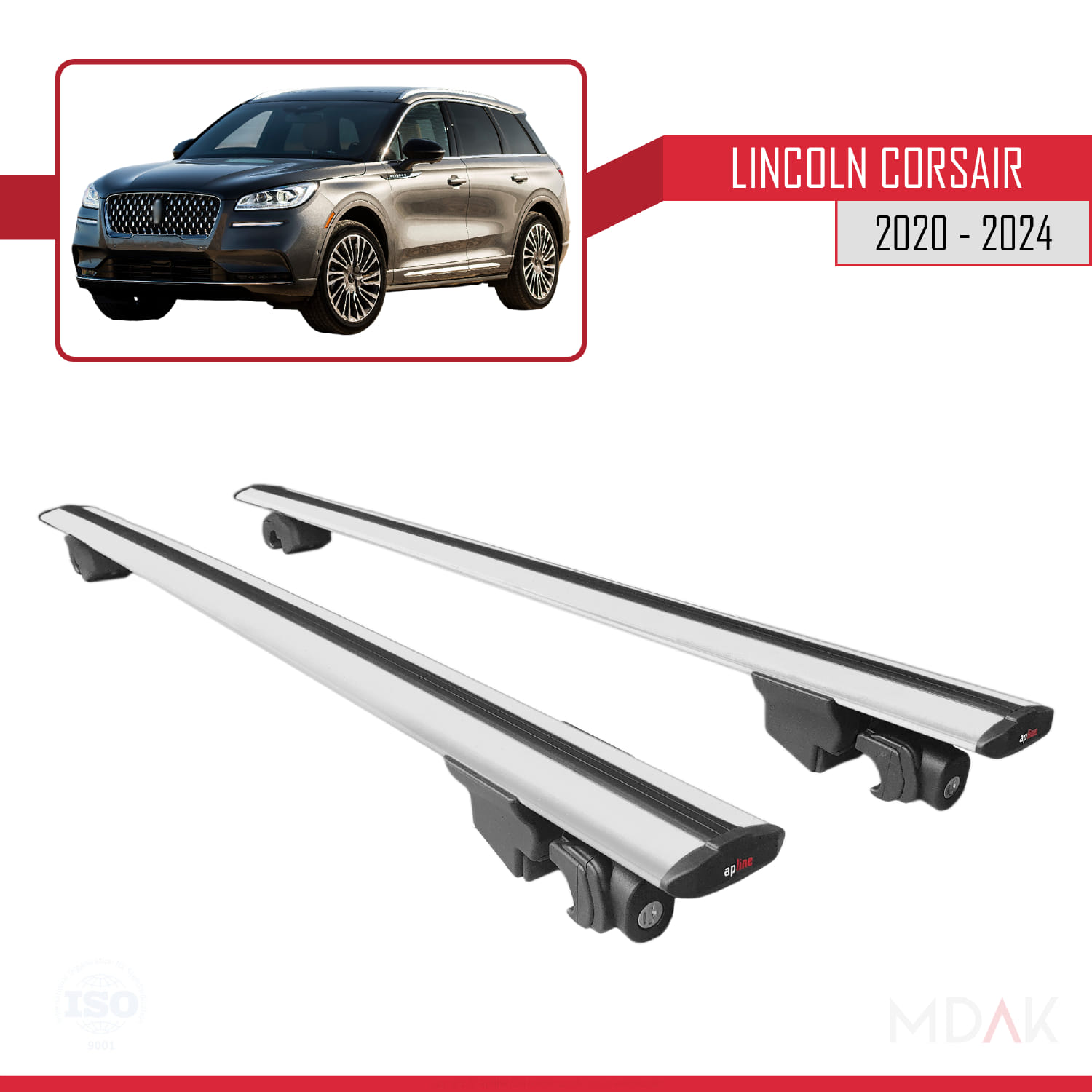 Lincoln Corsair 2020-2024 Arası ile Uyumlu HOOK Model Ara Atkı Tavan Barı Gri 2 Adet - Görsel 4