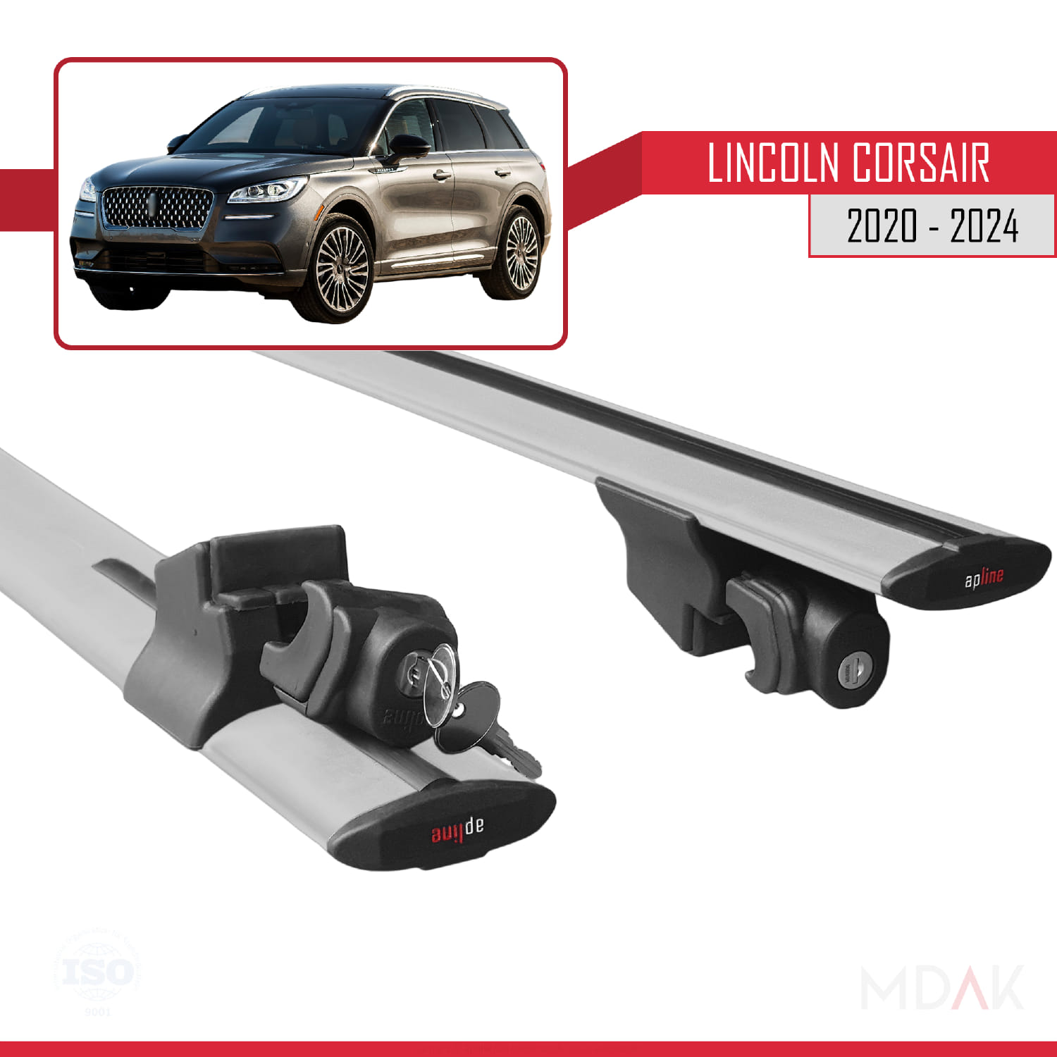 Lincoln Corsair 2020-2024 Arası ile Uyumlu HOOK Model Ara Atkı Tavan Barı Gri 2 Adet - Görsel 5