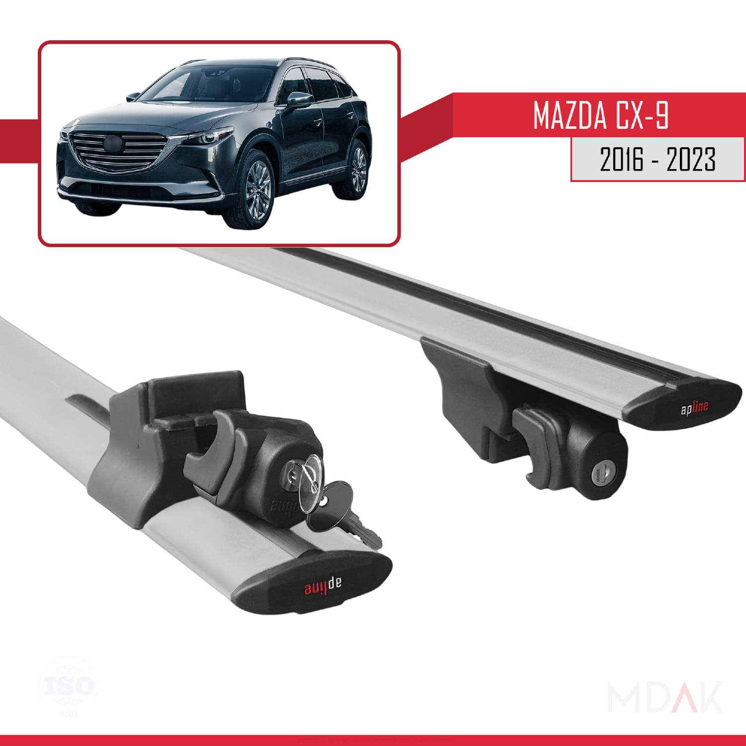 Mazda CX-9 2016-2023 Arası ile Uyumlu HOOK Model Ara Atkı Tavan Barı Gri 2 Adet - Görsel 5