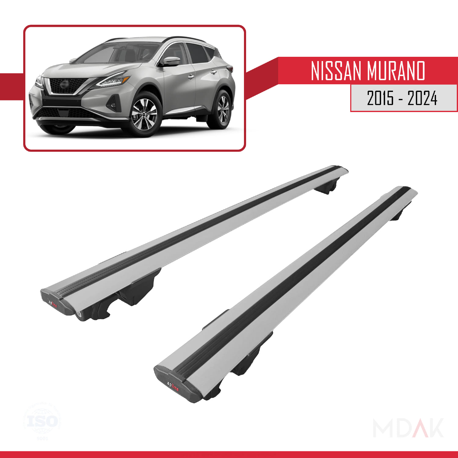 Nissan Murano 2015-2024 Arası ile Uyumlu HOOK Model Ara Atkı Tavan Barı Gri 2 Adet - Görsel 9