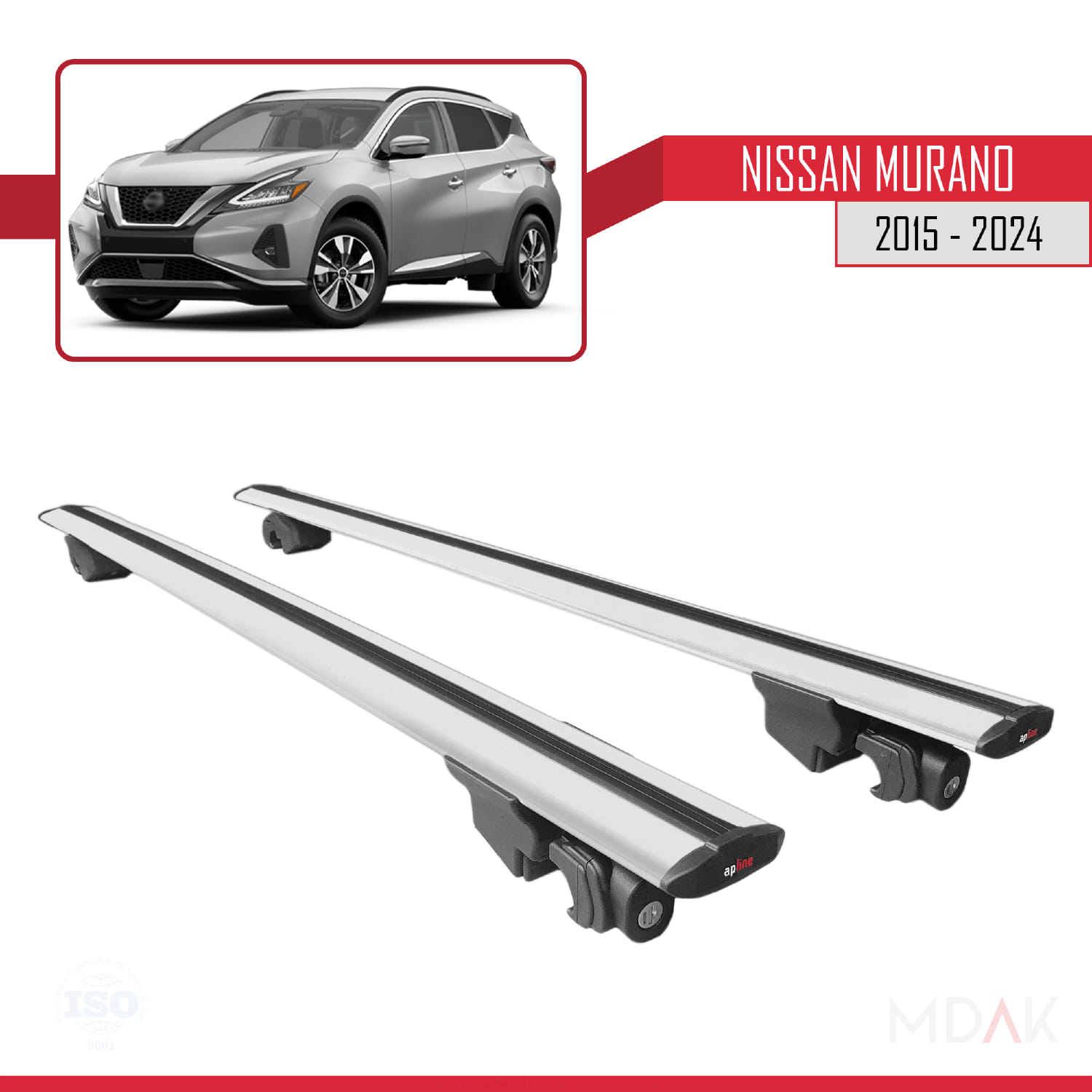 Nissan Murano 2015-2024 Arası ile Uyumlu HOOK Model Ara Atkı Tavan Barı Gri 2 Adet - Görsel 4