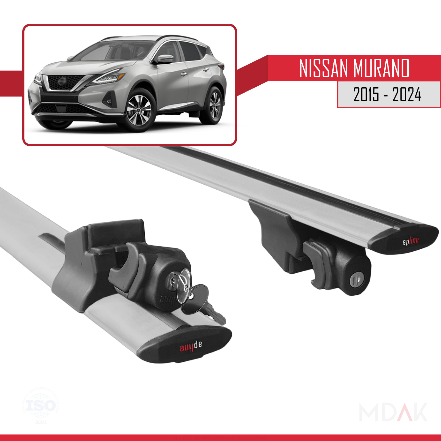 Nissan Murano 2015-2024 Arası ile Uyumlu HOOK Model Ara Atkı Tavan Barı Gri 2 Adet - Görsel 5