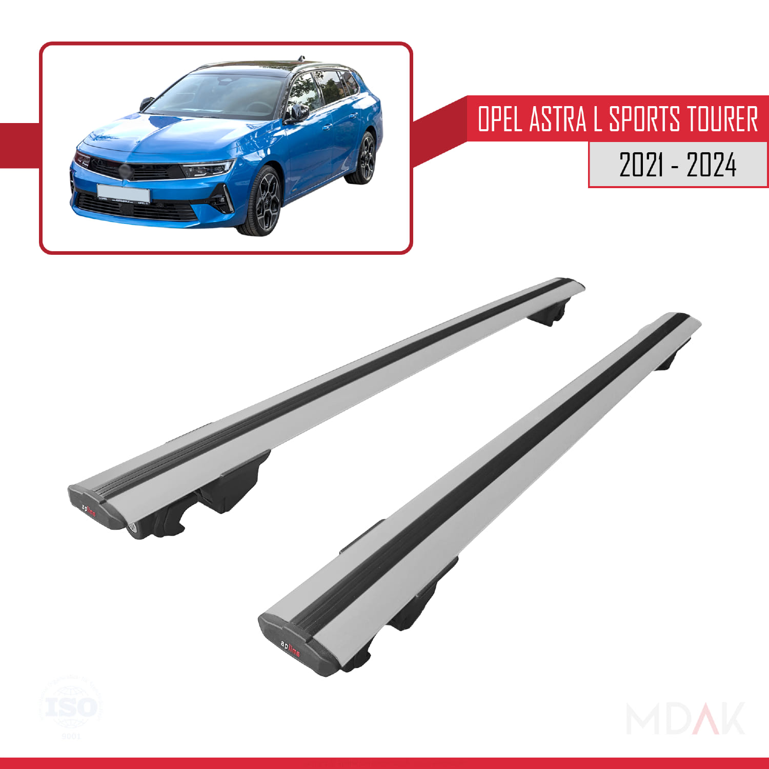 Opel Astra L Sports Tourer 2021-2024 Arası ile Uyumlu HOOK Model Ara Atkı Tavan Barı Gri 2 Adet - Görsel 9