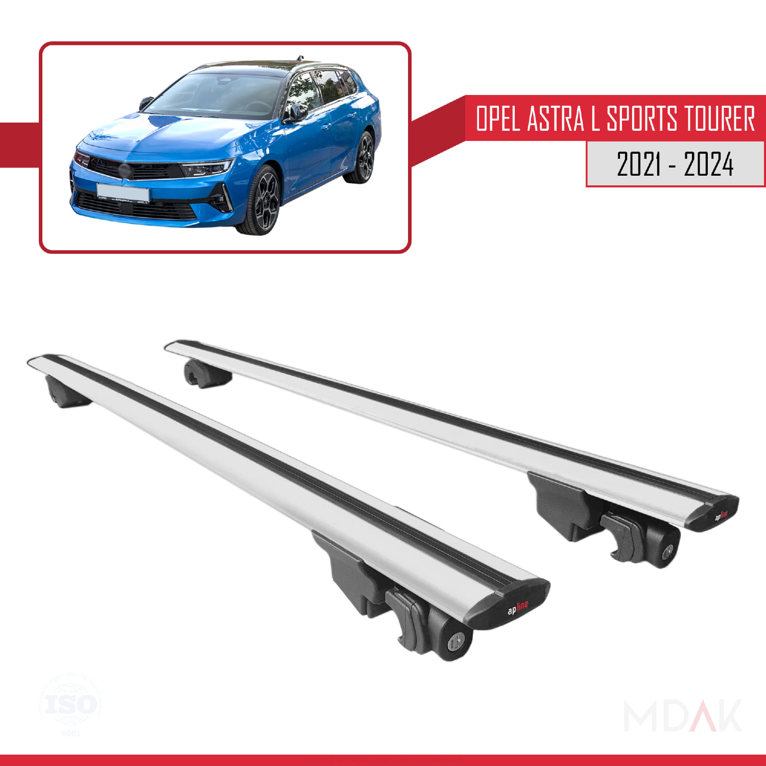 Opel Astra L Sports Tourer 2021-2024 Arası ile Uyumlu HOOK Model Ara Atkı Tavan Barı Gri 2 Adet - Görsel 4