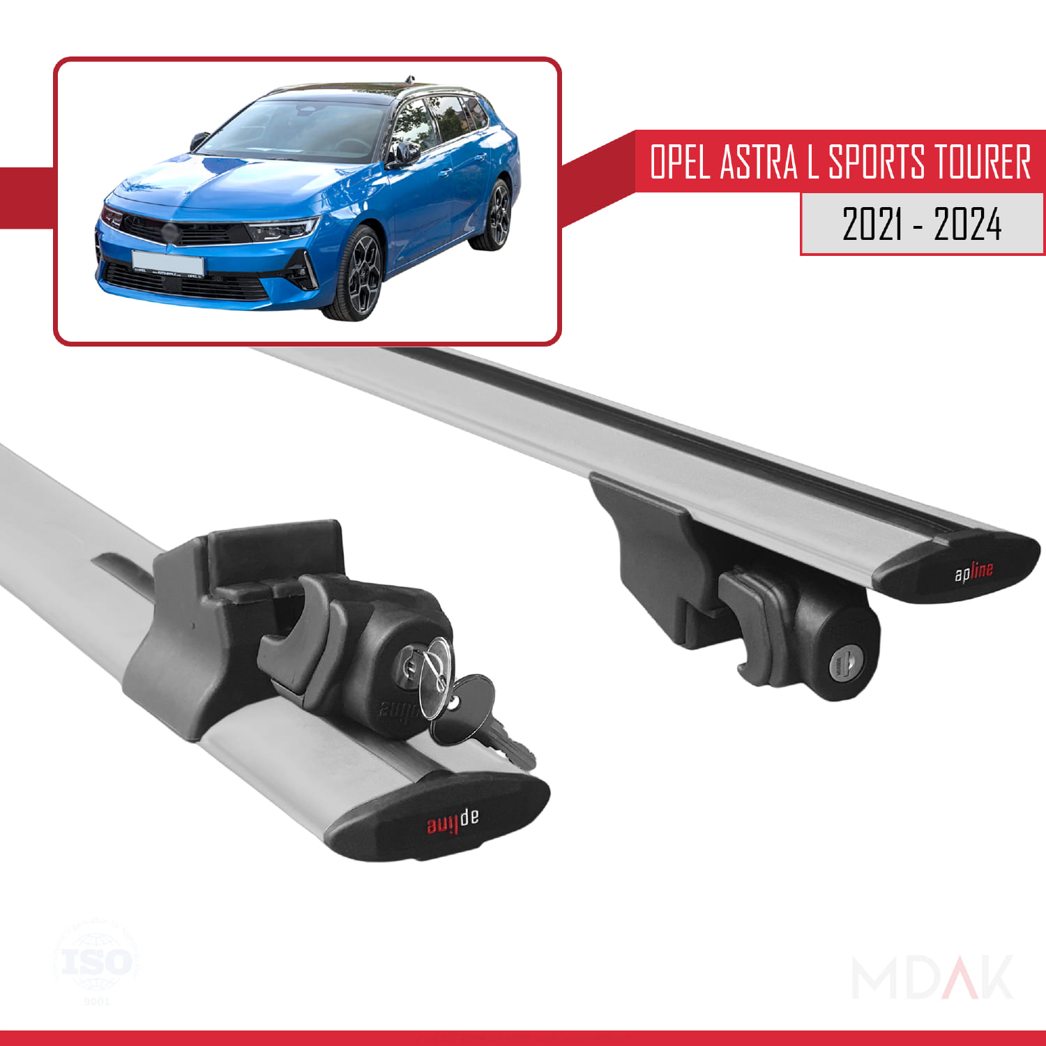Opel Astra L Sports Tourer 2021-2024 Arası ile Uyumlu HOOK Model Ara Atkı Tavan Barı Gri 2 Adet - Görsel 5