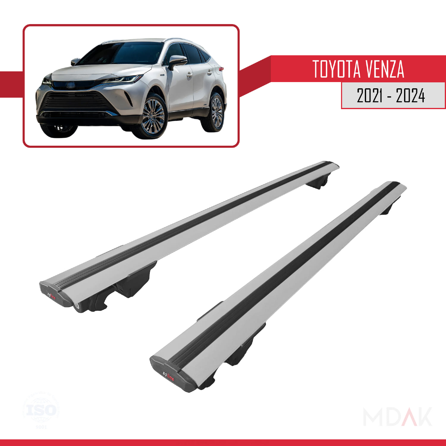 Toyota Venza 2021-2024 Arası ile Uyumlu HOOK Model Ara Atkı Tavan Barı Gri 2 Adet - Görsel 9