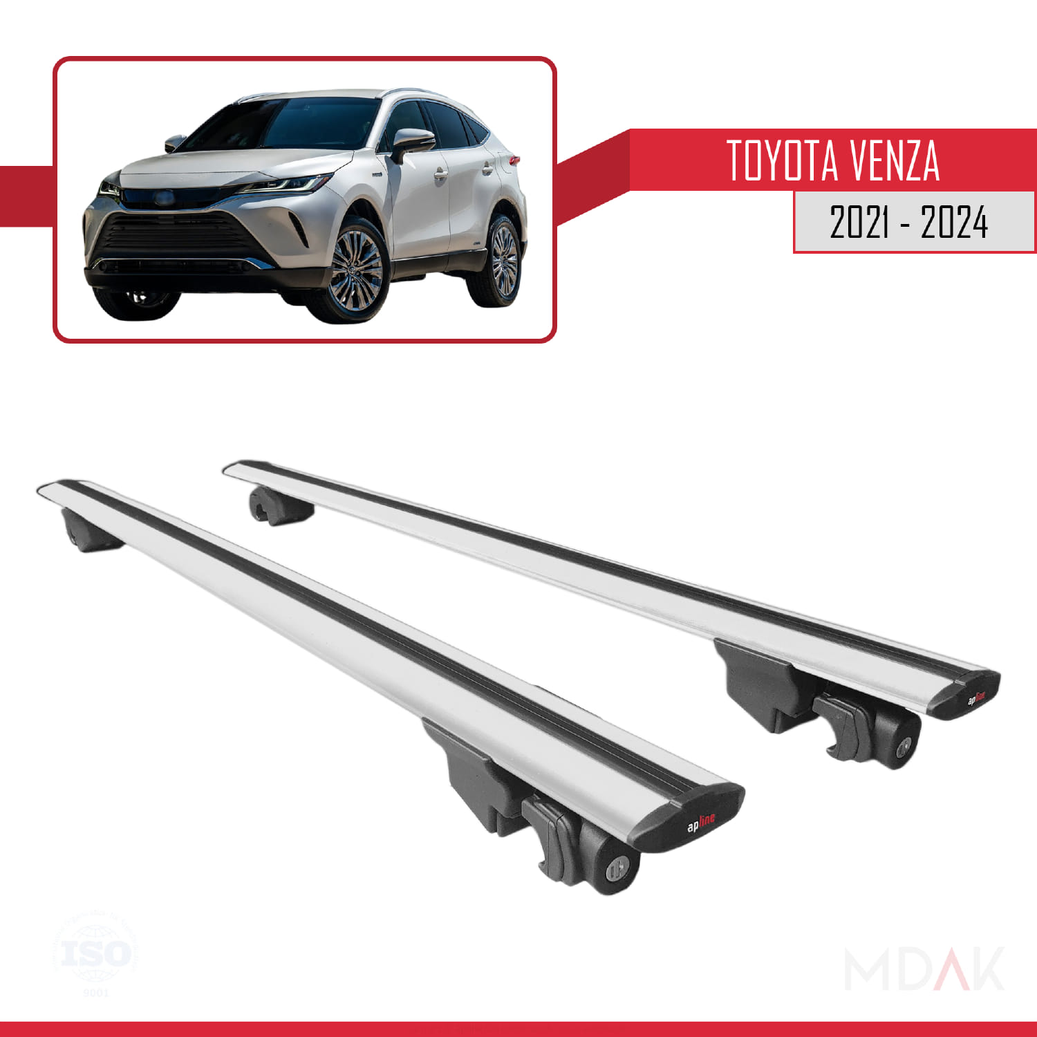 Toyota Venza 2021-2024 Arası ile Uyumlu HOOK Model Ara Atkı Tavan Barı Gri 2 Adet - Görsel 4