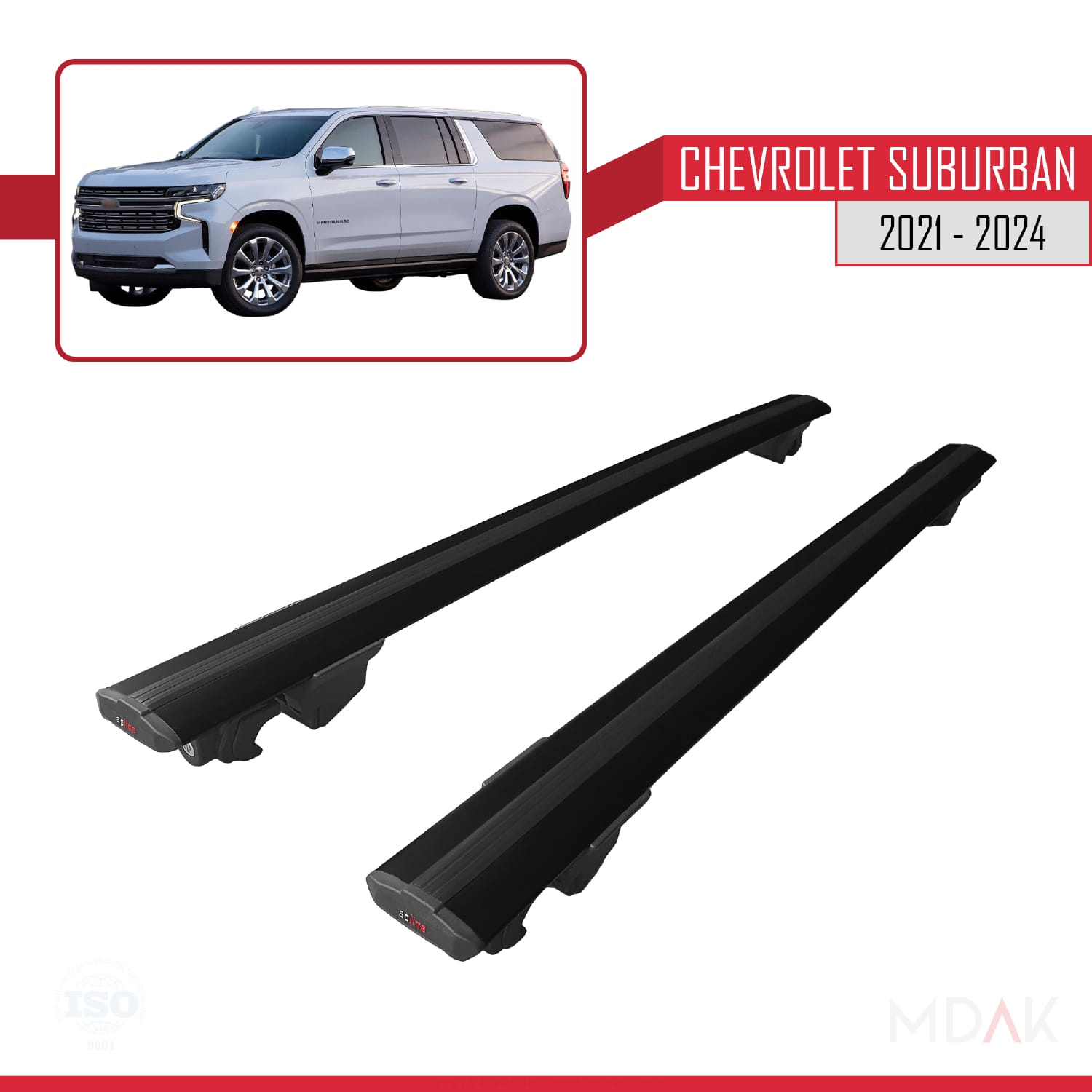 Chevrolet Suburban 2021-2024 Arası ile Uyumlu HOOK Model Ara Atkı Tavan Barı Siyah 2 Adet - Görsel 9