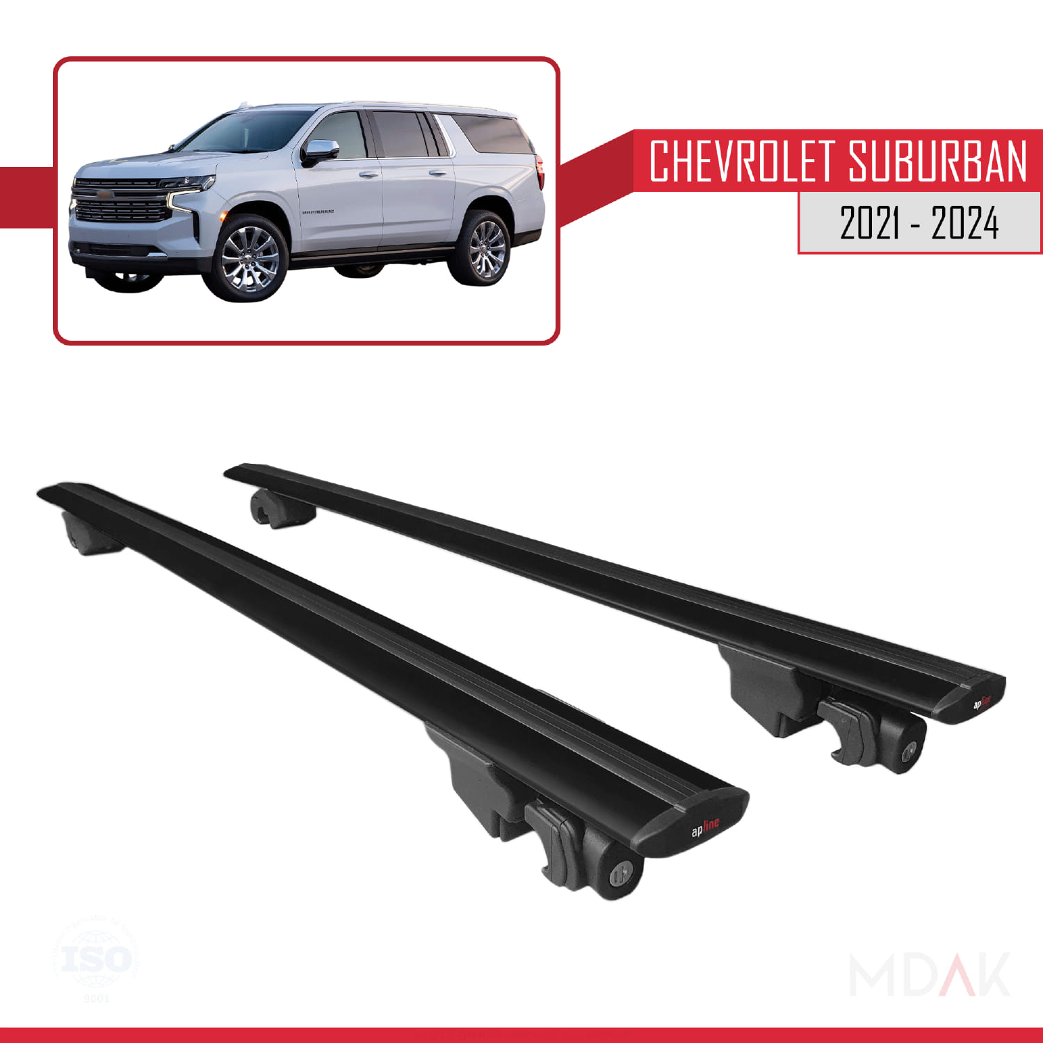 Chevrolet Suburban 2021-2024 Arası ile Uyumlu HOOK Model Ara Atkı Tavan Barı Siyah 2 Adet - Görsel 4