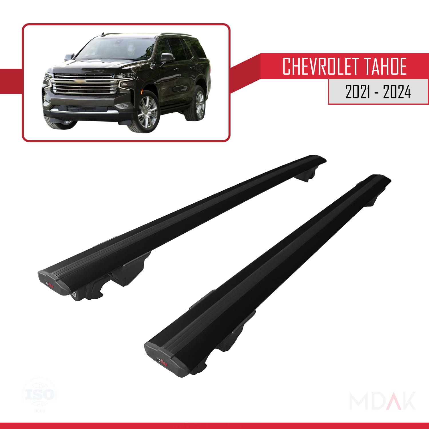 Chevrolet Tahoe 2021-2024 Arası ile Uyumlu HOOK Model Ara Atkı Tavan Barı Siyah 2 Adet - Görsel 9