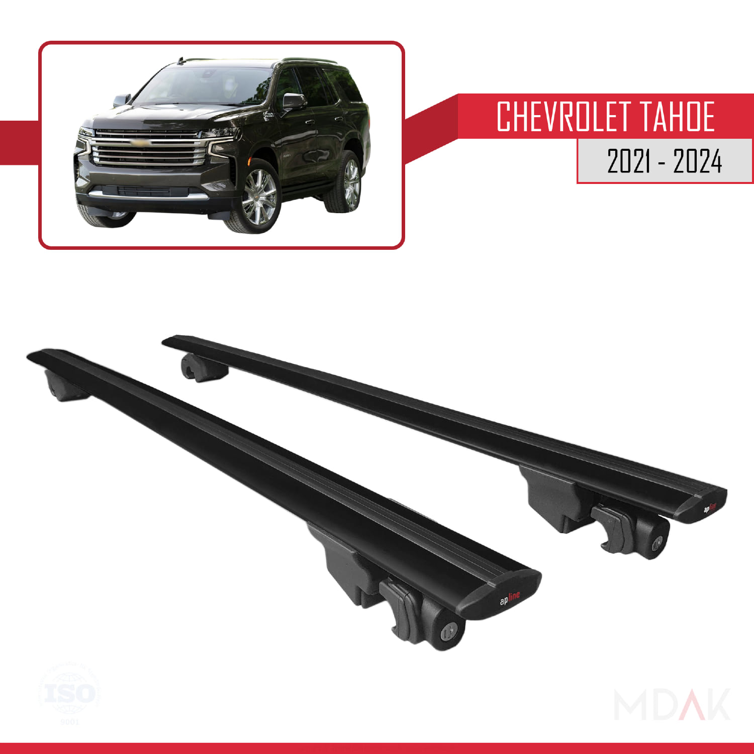 Chevrolet Tahoe 2021-2024 Arası ile Uyumlu HOOK Model Ara Atkı Tavan Barı Siyah 2 Adet - Görsel 4