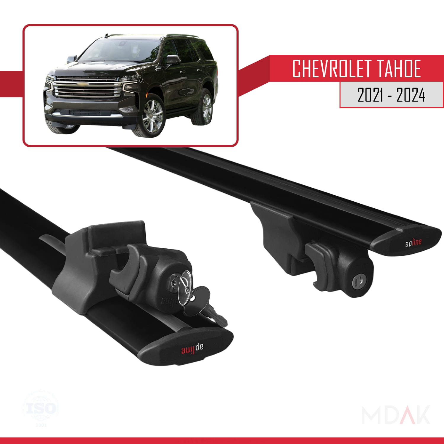 Chevrolet Tahoe 2021-2024 Arası ile Uyumlu HOOK Model Ara Atkı Tavan Barı Siyah 2 Adet - Görsel 5