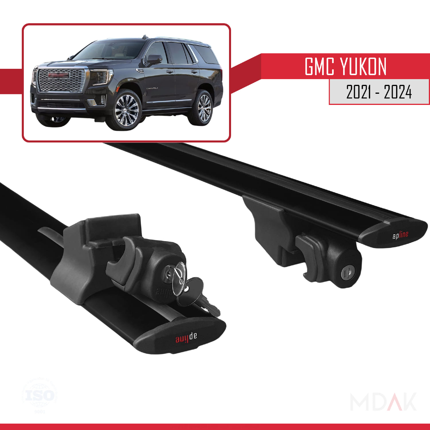 GMC Yukon 2021-2024 Arası ile Uyumlu HOOK Model Ara Atkı Tavan Barı Siyah 2 Adet - Görsel 5