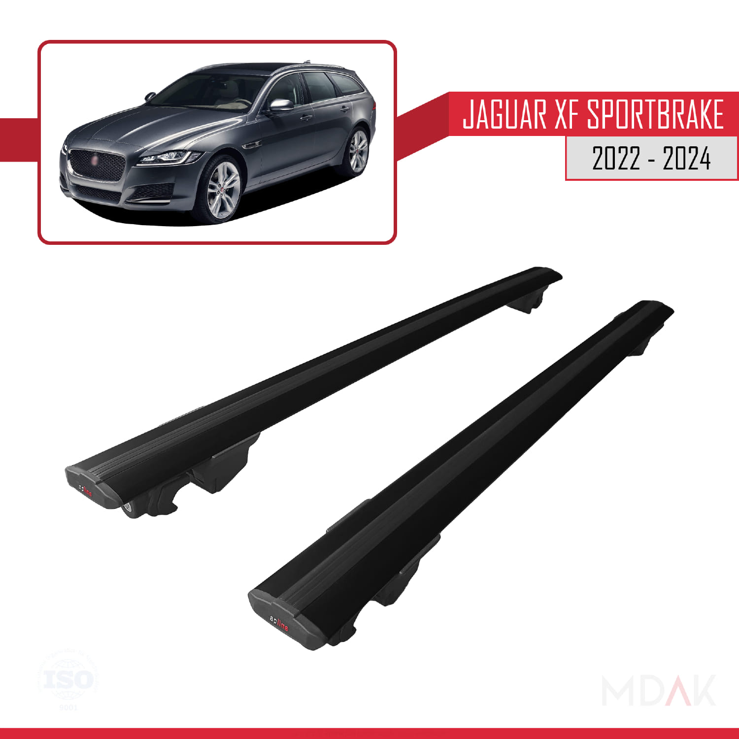 Jaguar XF S 2018-2024 Arası ile Uyumlu HOOK Model Ara Atkı Tavan Barı Siyah 2 Adet - Görsel 9