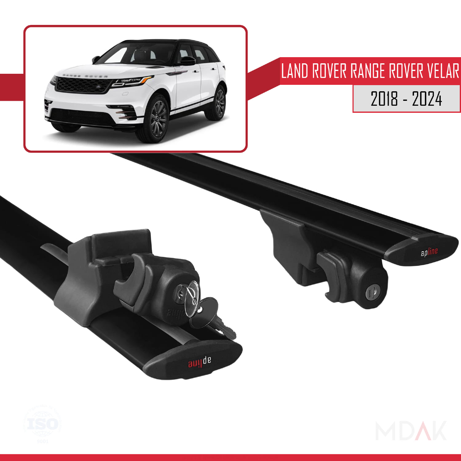 Land Rover Range Rover Velar 2018-2024 Arası ile Uyumlu HOOK Model Ara Atkı Tavan Barı Siyah 2 Adet - Görsel 5