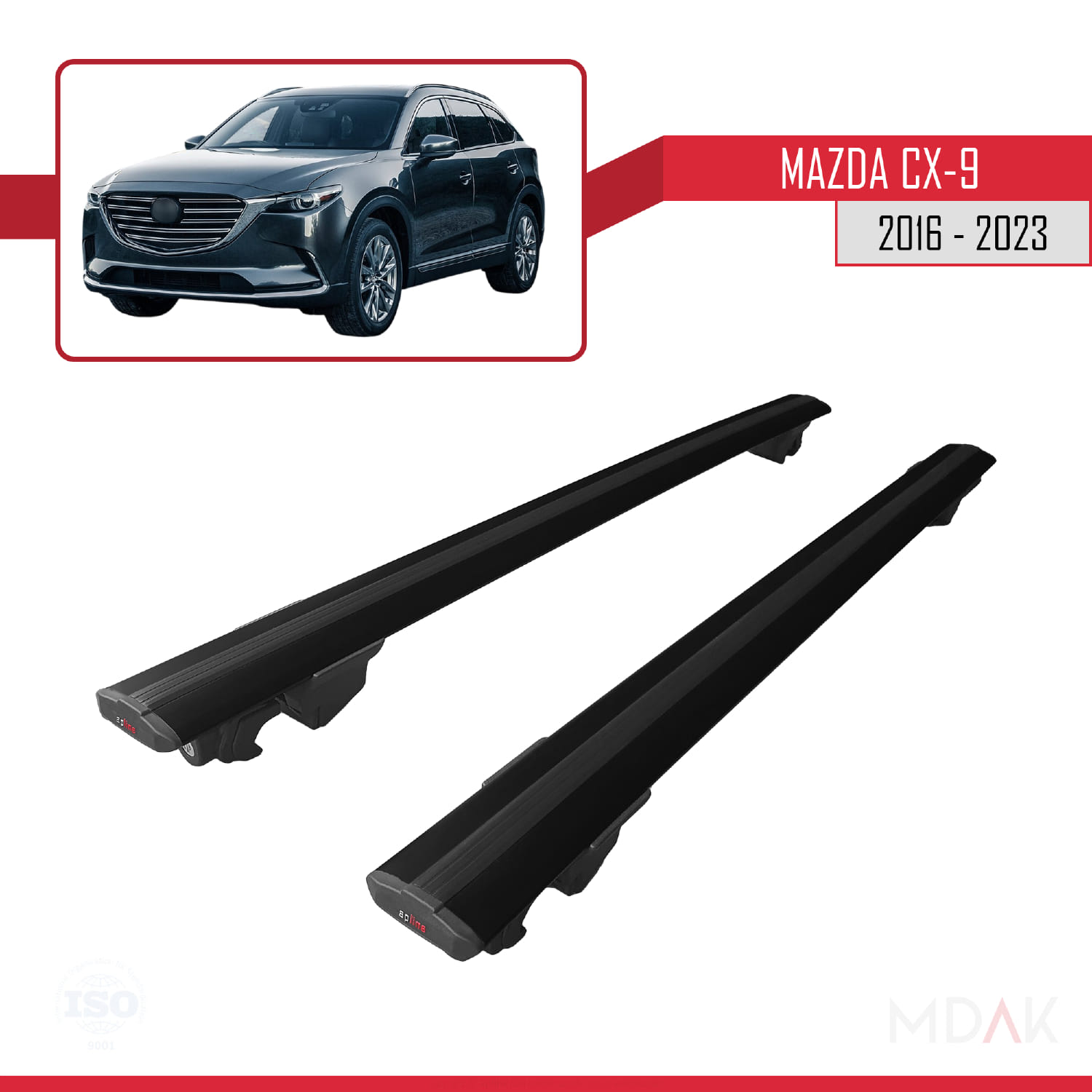 Mazda CX-9 2016-2023 Arası ile Uyumlu HOOK Model Ara Atkı Tavan Barı Siyah 2 Adet - Görsel 9