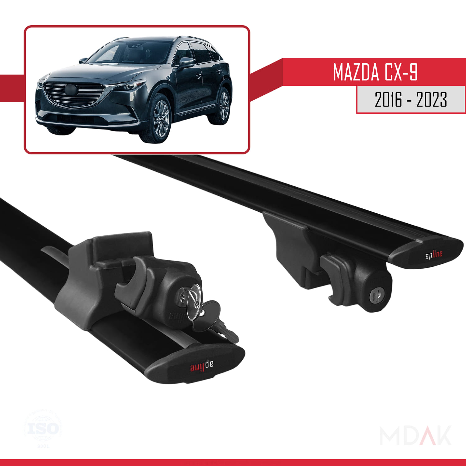 Mazda CX-9 2016-2023 Arası ile Uyumlu HOOK Model Ara Atkı Tavan Barı Siyah 2 Adet - Görsel 5