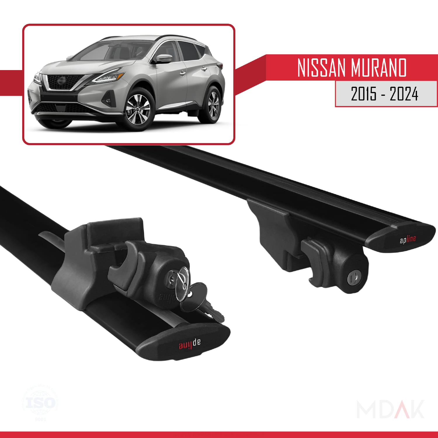 Nissan Murano 2015-2024 Arası ile Uyumlu HOOK Model Ara Atkı Tavan Barı Siyah 2 Adet - Görsel 5