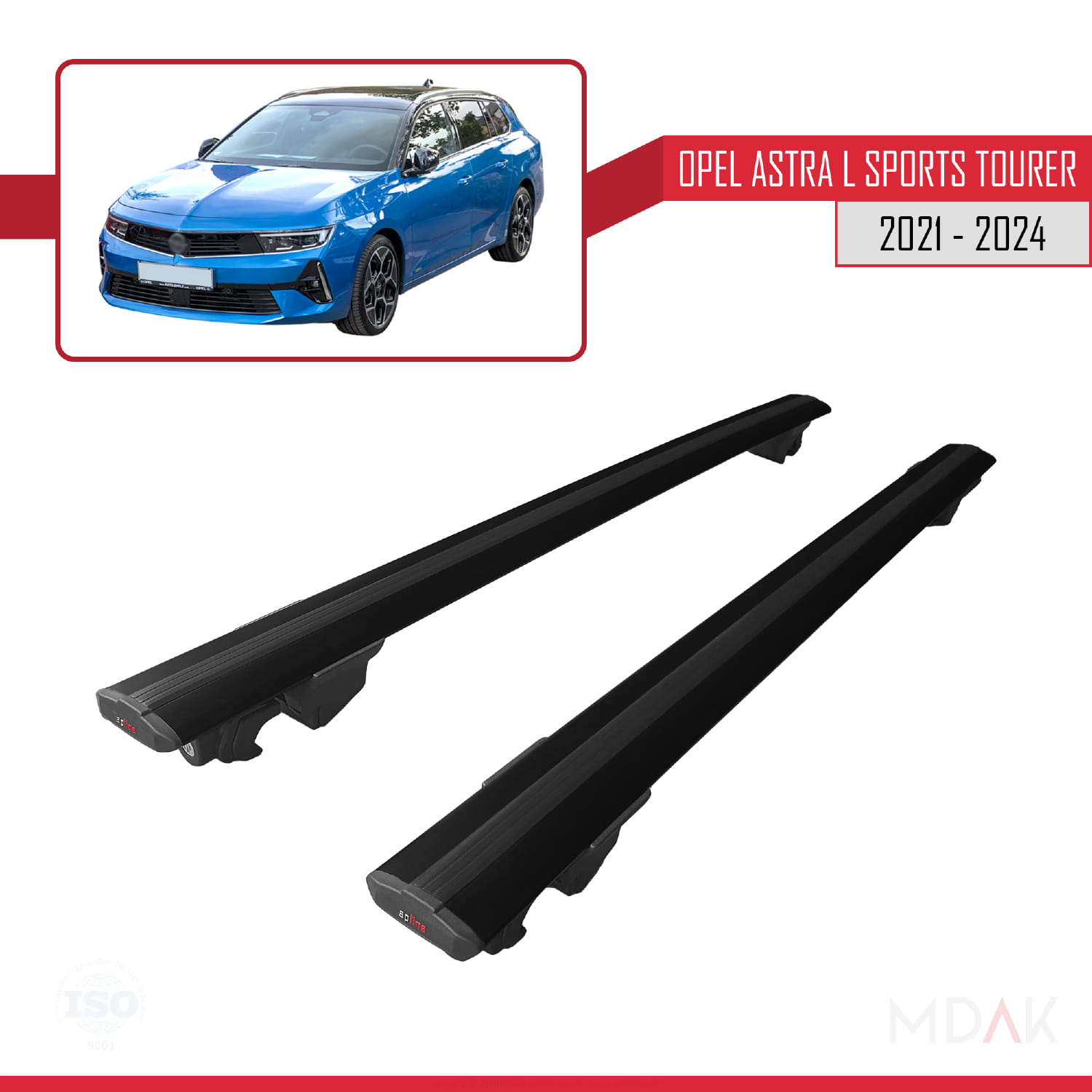 Opel Astra L Sports Tourer 2021-2024 Arası ile Uyumlu HOOK Model Ara Atkı Tavan Barı Siyah 2 Adet - Görsel 9