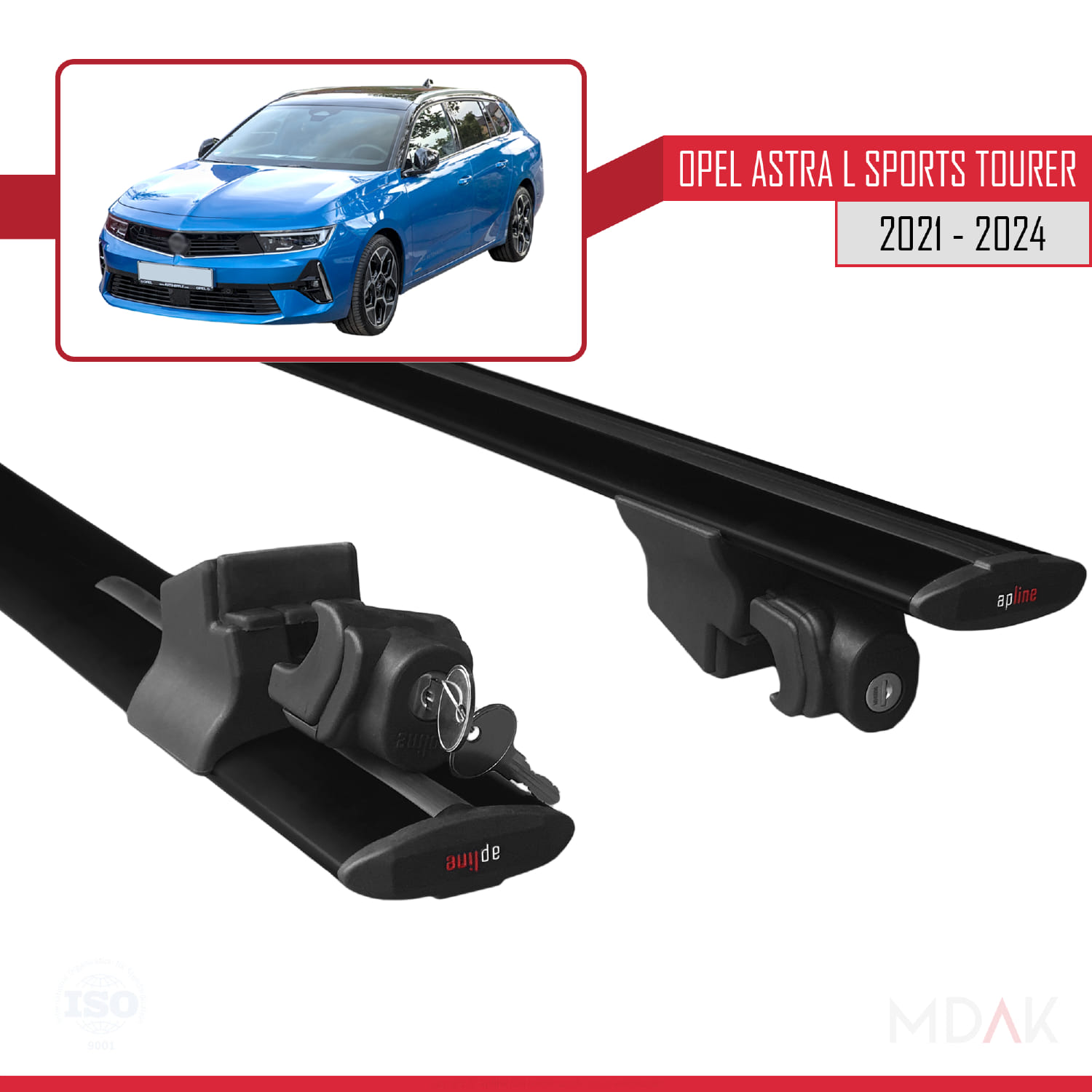 Opel Astra L Sports Tourer 2021-2024 Arası ile Uyumlu HOOK Model Ara Atkı Tavan Barı Siyah 2 Adet - Görsel 5