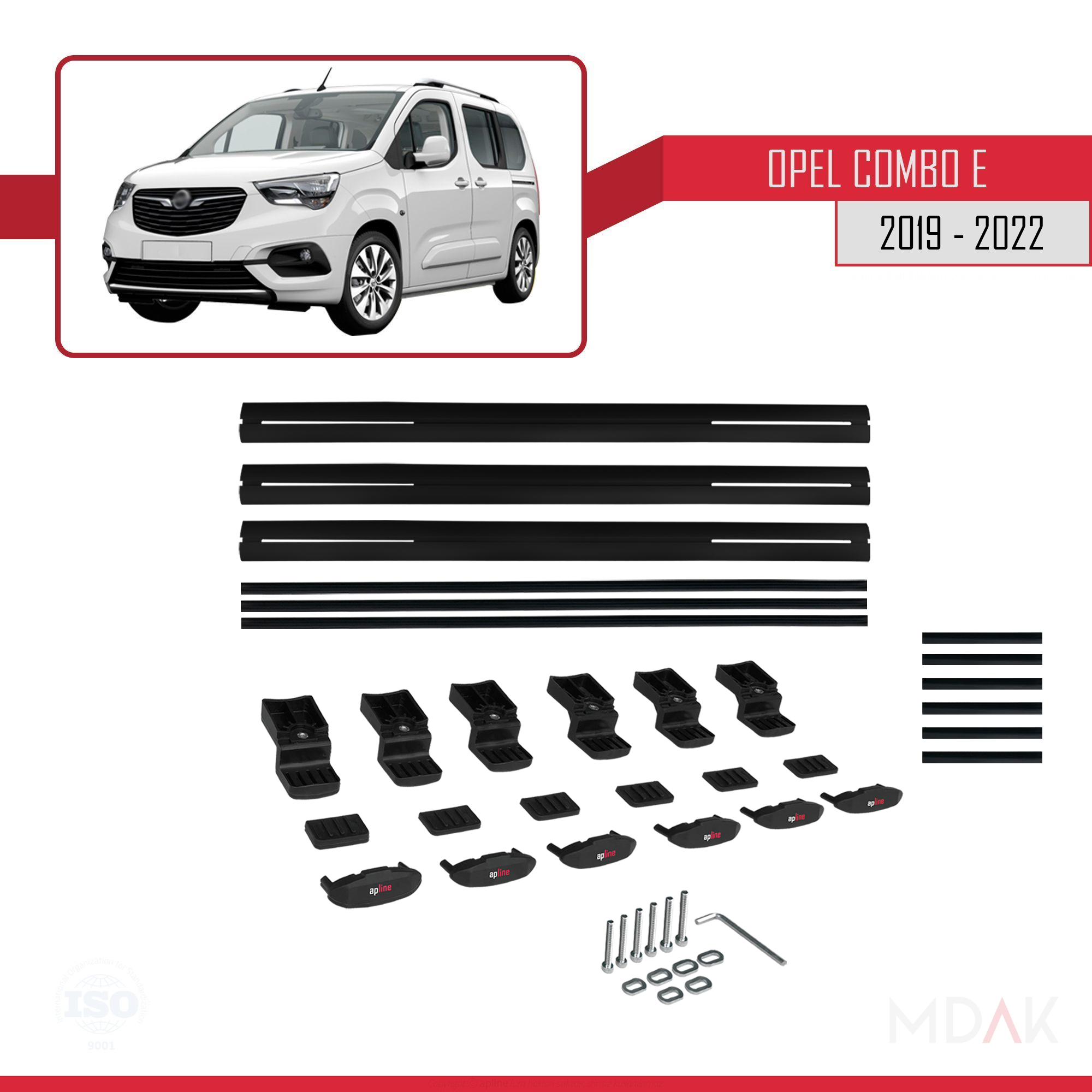Opel Combo E 2019-2022 Arası ile uyumlu BASIC Model Ara Atkı Tavan Barı Siyah 3 Adet - Görsel 6