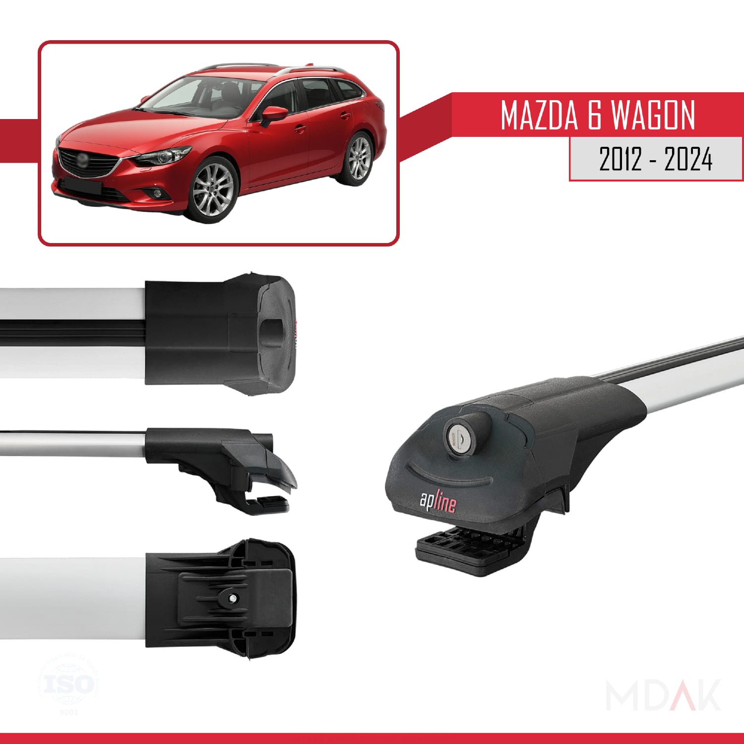 Mazda 6 Wagon 2012-2024 Arası ile Uyumlu ACE-1 Ara Atkı Tavan Barı Gri 2 Adet - Görsel 3