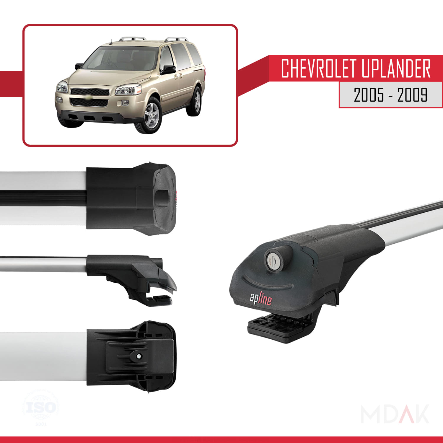 Chevrolet Uplander 2005-2009 Arası ile Uyumlu ACE-1 Ara Atkı Tavan Barı Gri 2 Adet - Görsel 3