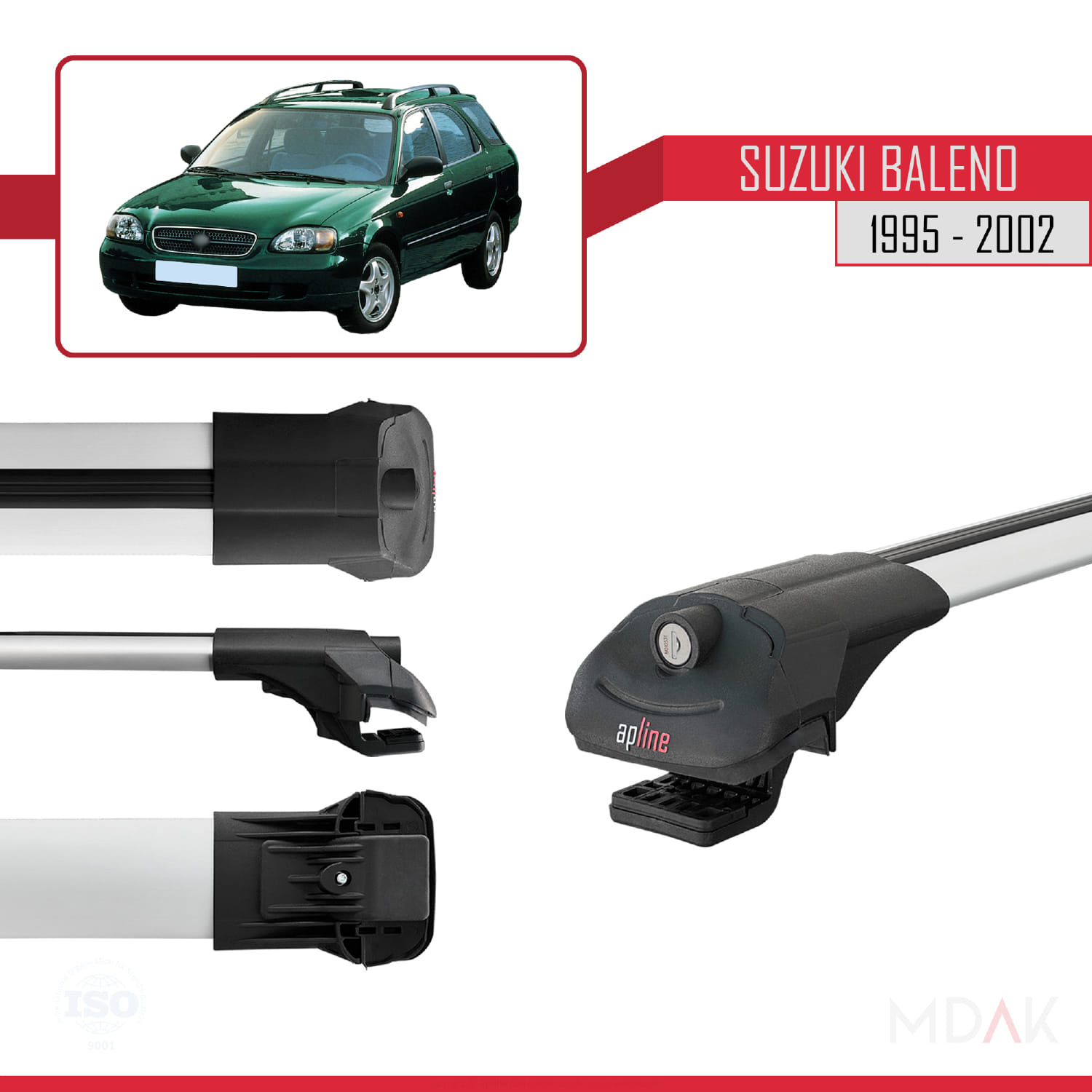 Suzuki Baleno 1995-2002 Arası ile Uyumlu ACE-1 Ara Atkı Tavan Barı Gri 2 Adet - Görsel 3