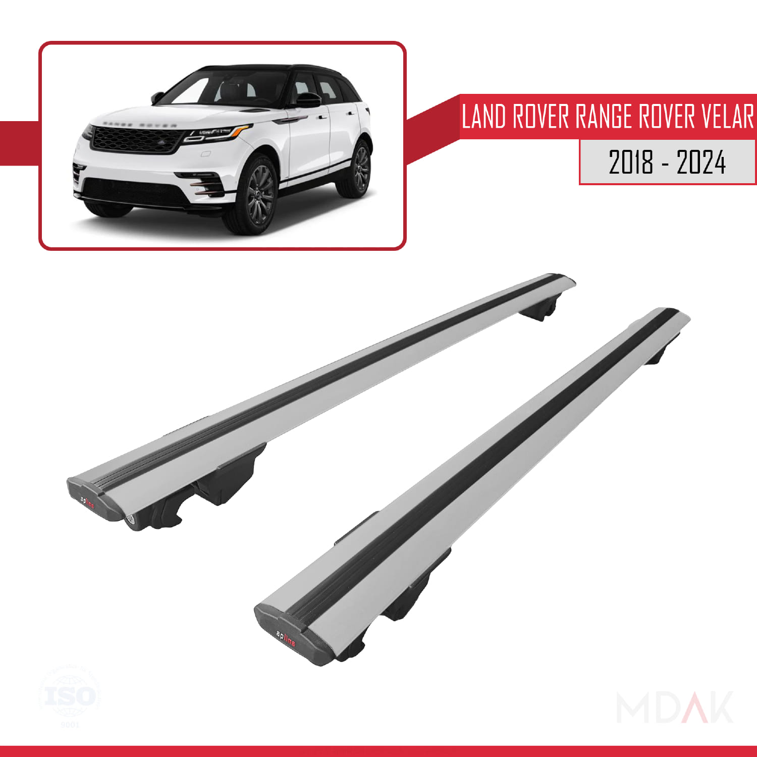 Land Rover Range Rover Velar 2018-2024 Arası ile Uyumlu HOOK Model Ara Atkı Tavan Barı Gri 2 Adet - Görsel 9