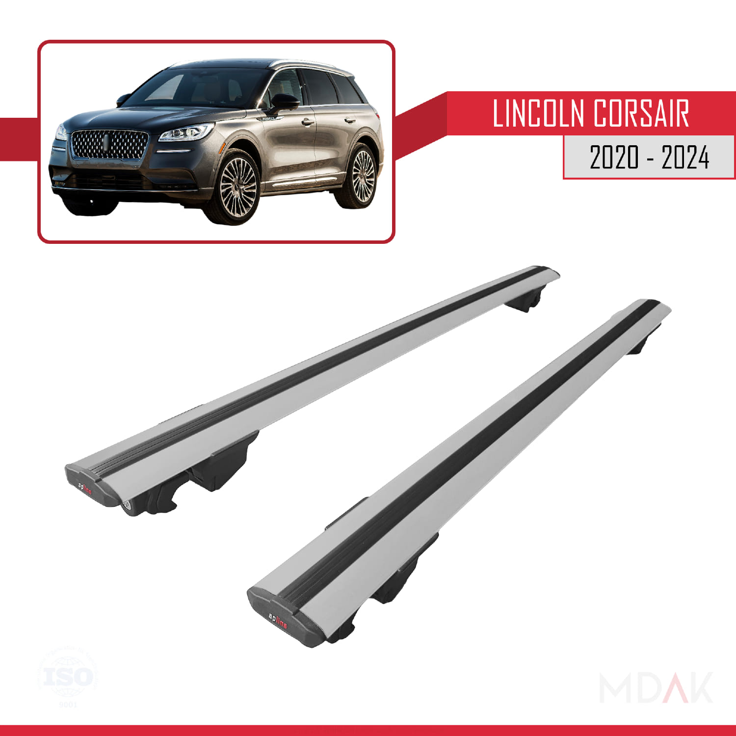 Lincoln Corsair 2020-2024 Arası ile Uyumlu HOOK Model Ara Atkı Tavan Barı Gri 2 Adet - Görsel 9